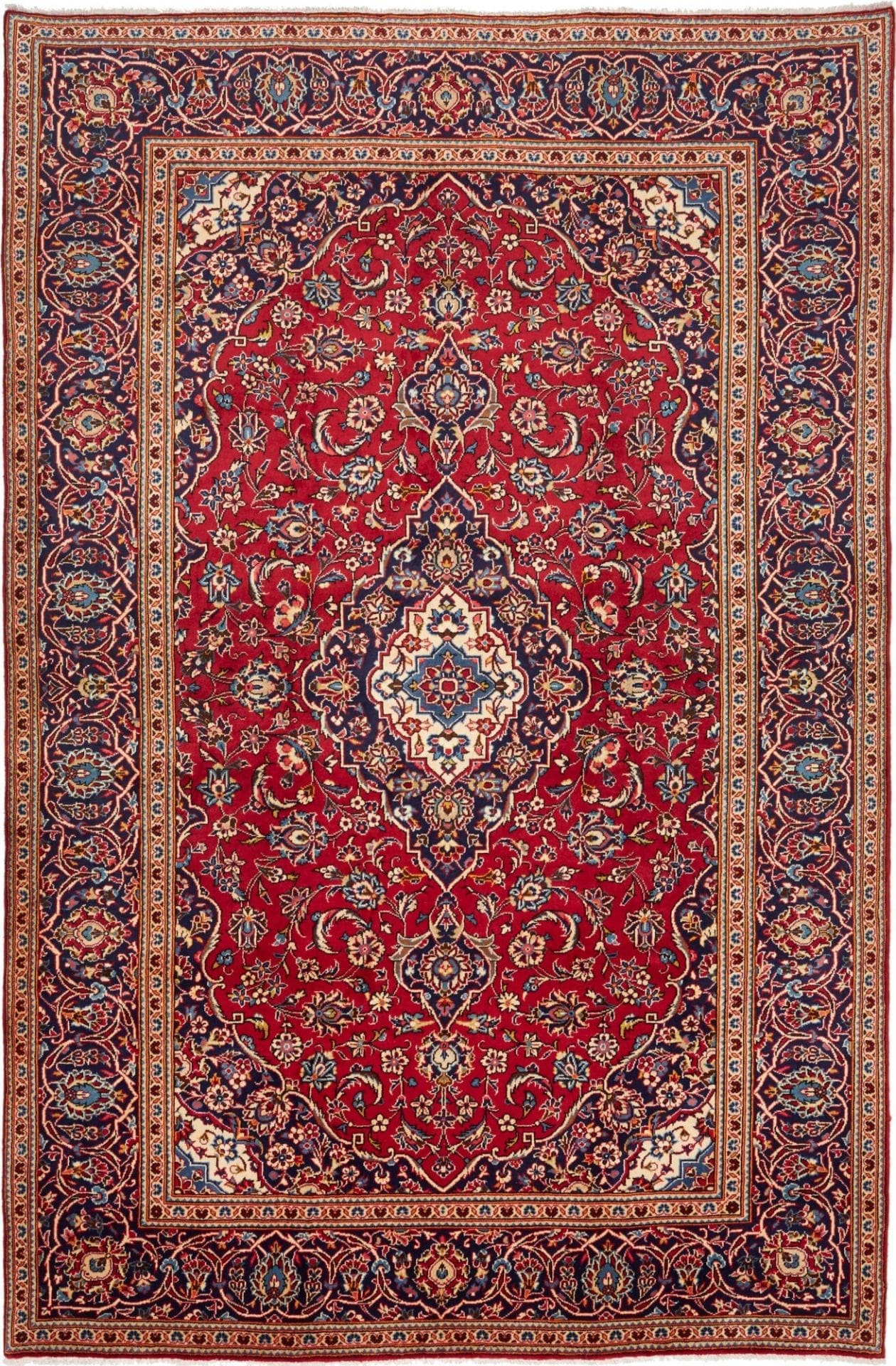 Kashan Teppich 203x302cm, Schurwolle, handgeknüpft, Perserteppich
