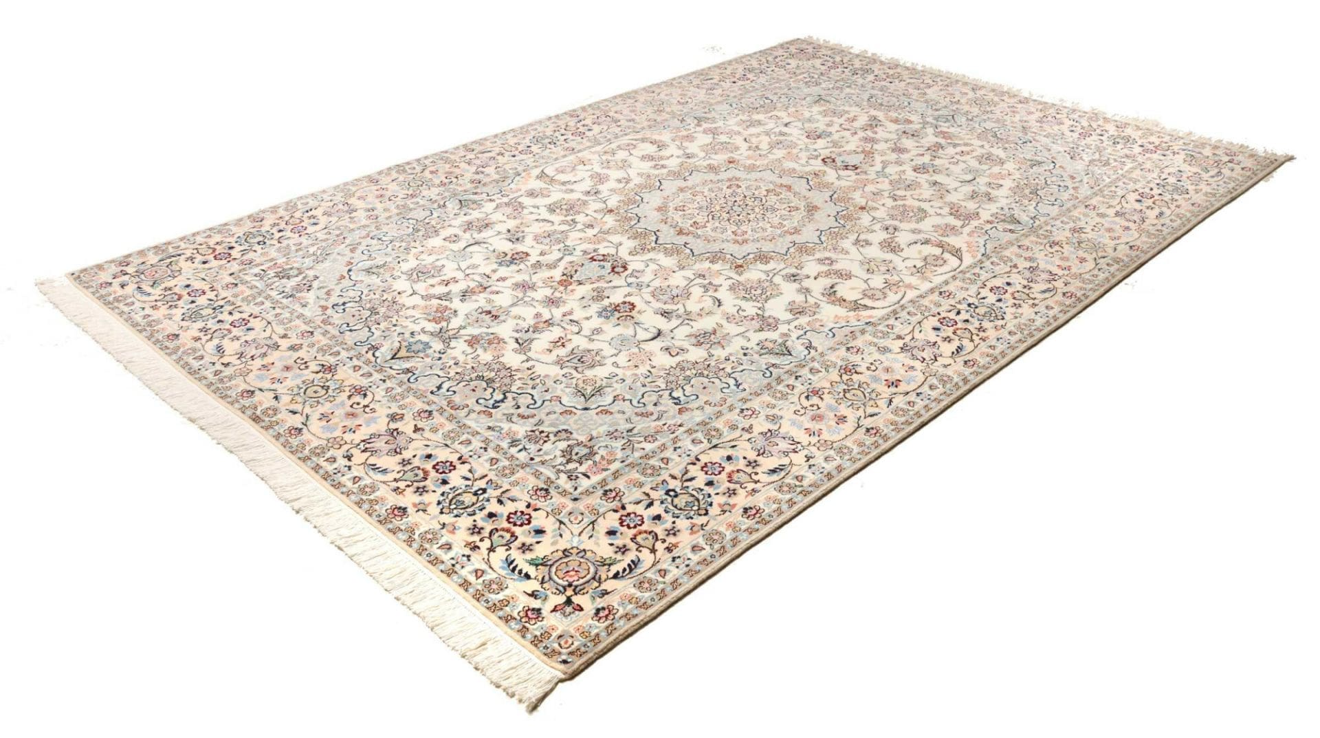 Nain Teppich 211 x 318cm, florale Muster, handgeknüpft, Perserteppich