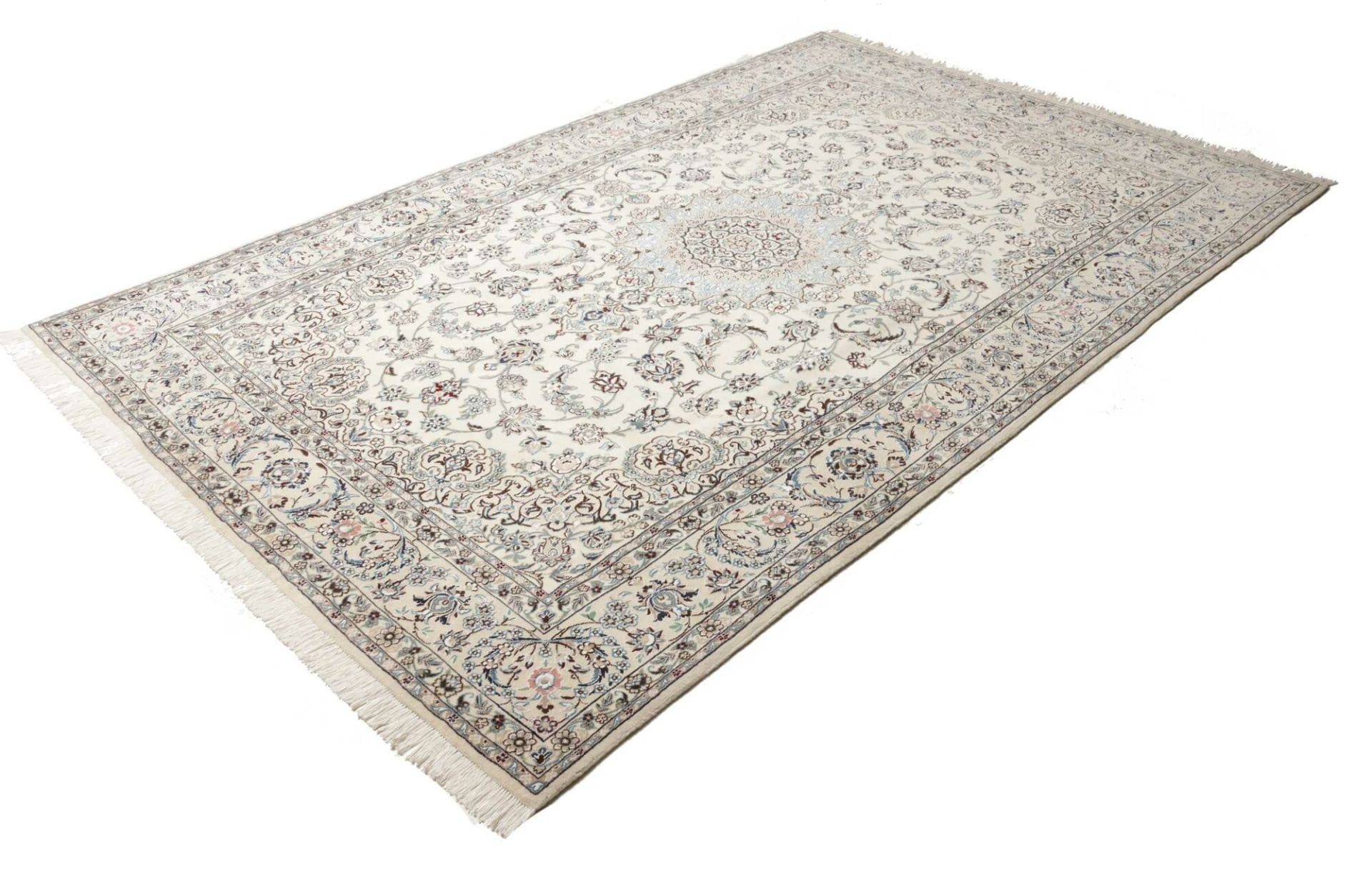 Nain Teppich 197 x 297 cm, florales Muster, handgeknüpft