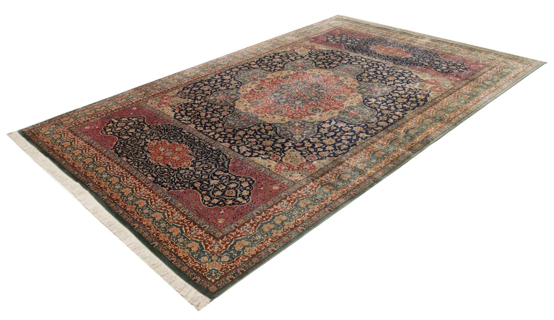 Ghom Teppich 198 x 298cm, Seide, handgeknüpft, Perserteppich H1