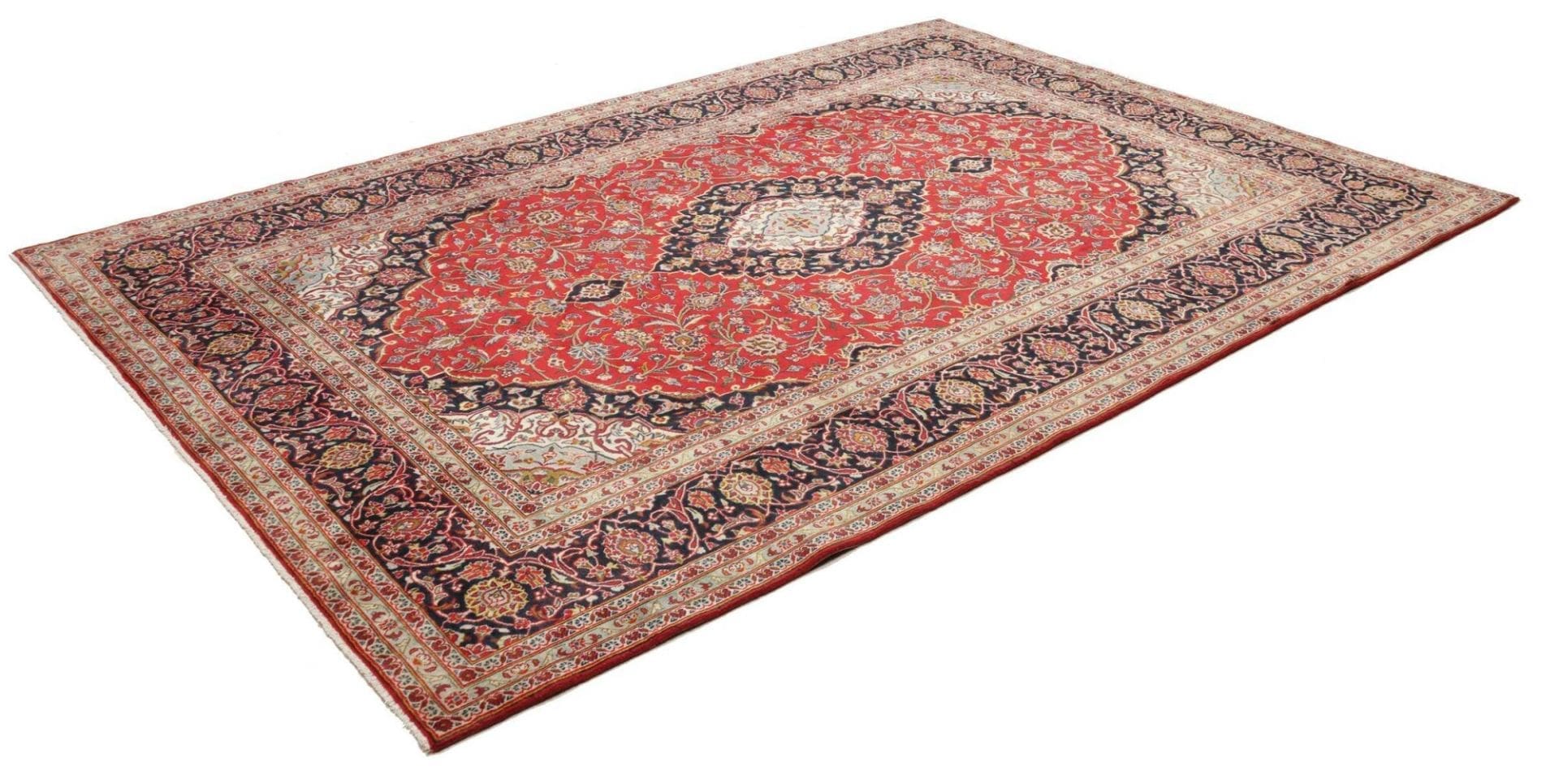 Kashan Teppich 211 x 300cm, handgeknüpft, florale Muster, Perserteppich