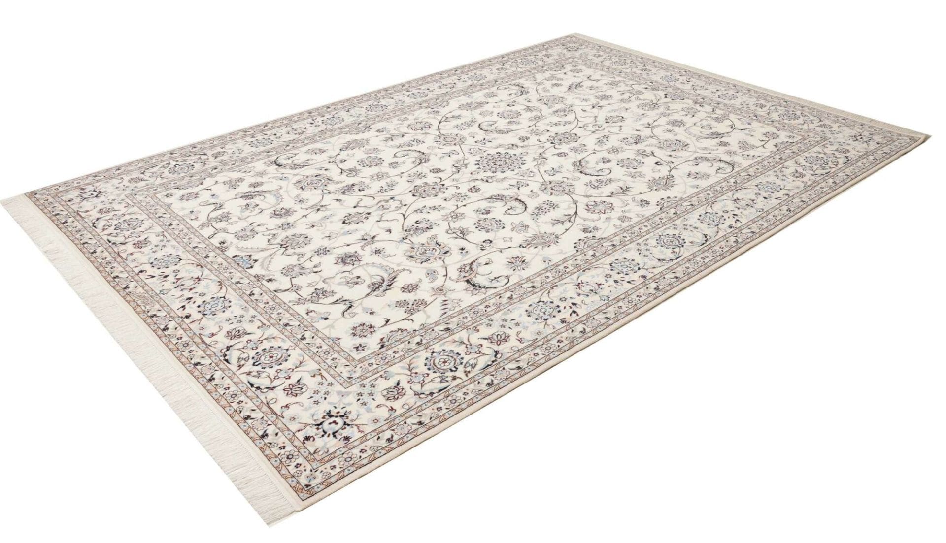 Nain Teppich 208 x 296 cm, florales Muster, handgeknüpft