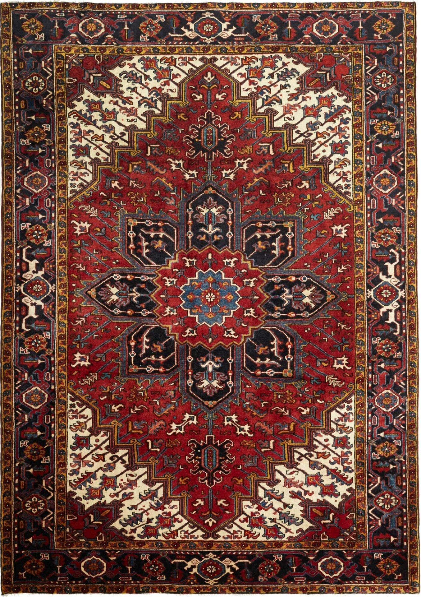Heriz Teppich 209 x 290cm, geometrisch, Schurwolle, handgeknüpft