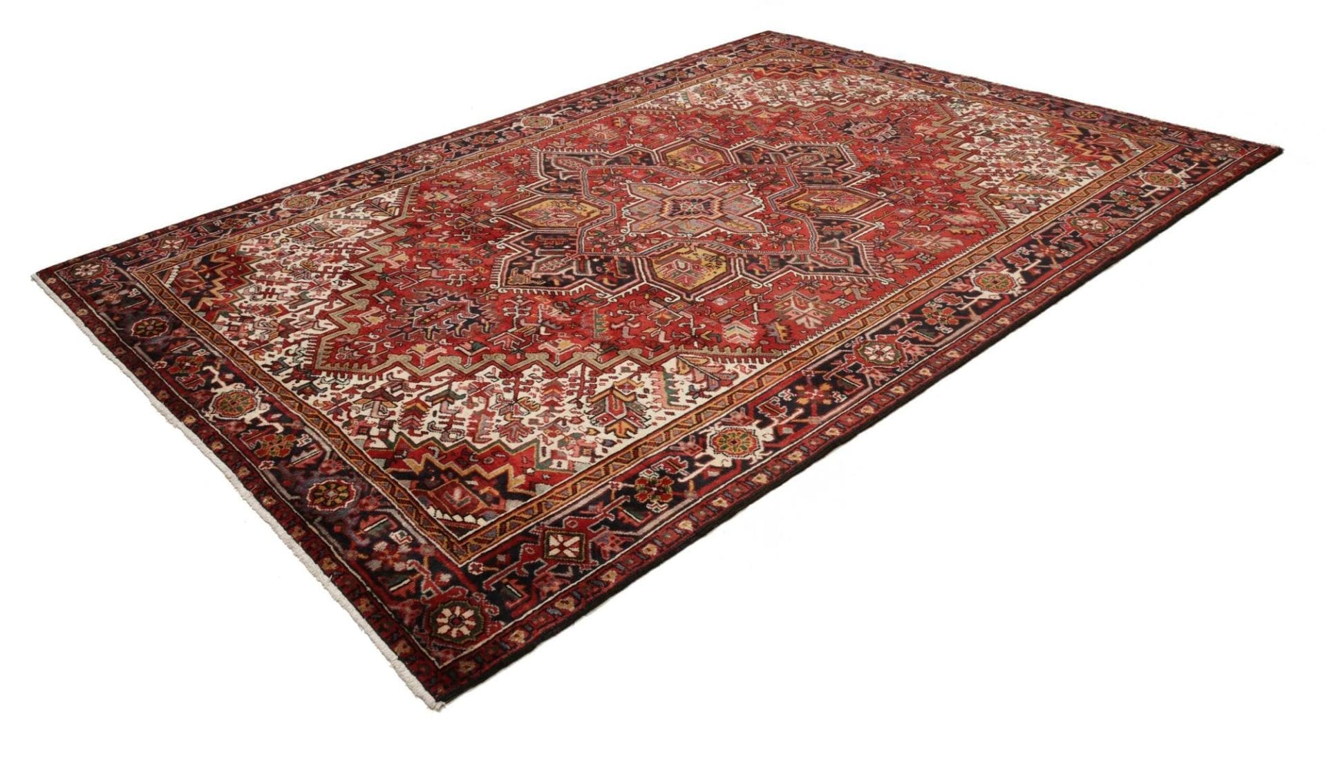 Heriz Teppich 225 x 311cm, geometrische Muster, handgeknüpft
