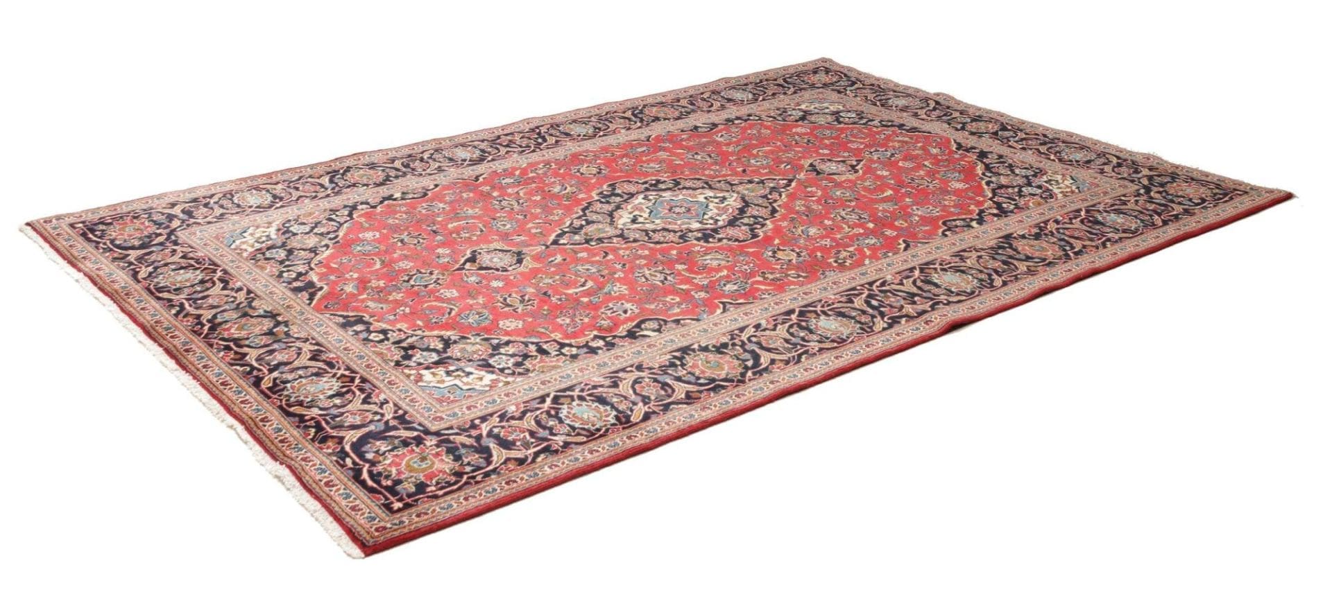 Kashan Teppich 198 x 297cm, florale Muster, handgeknüpft, Perserteppich