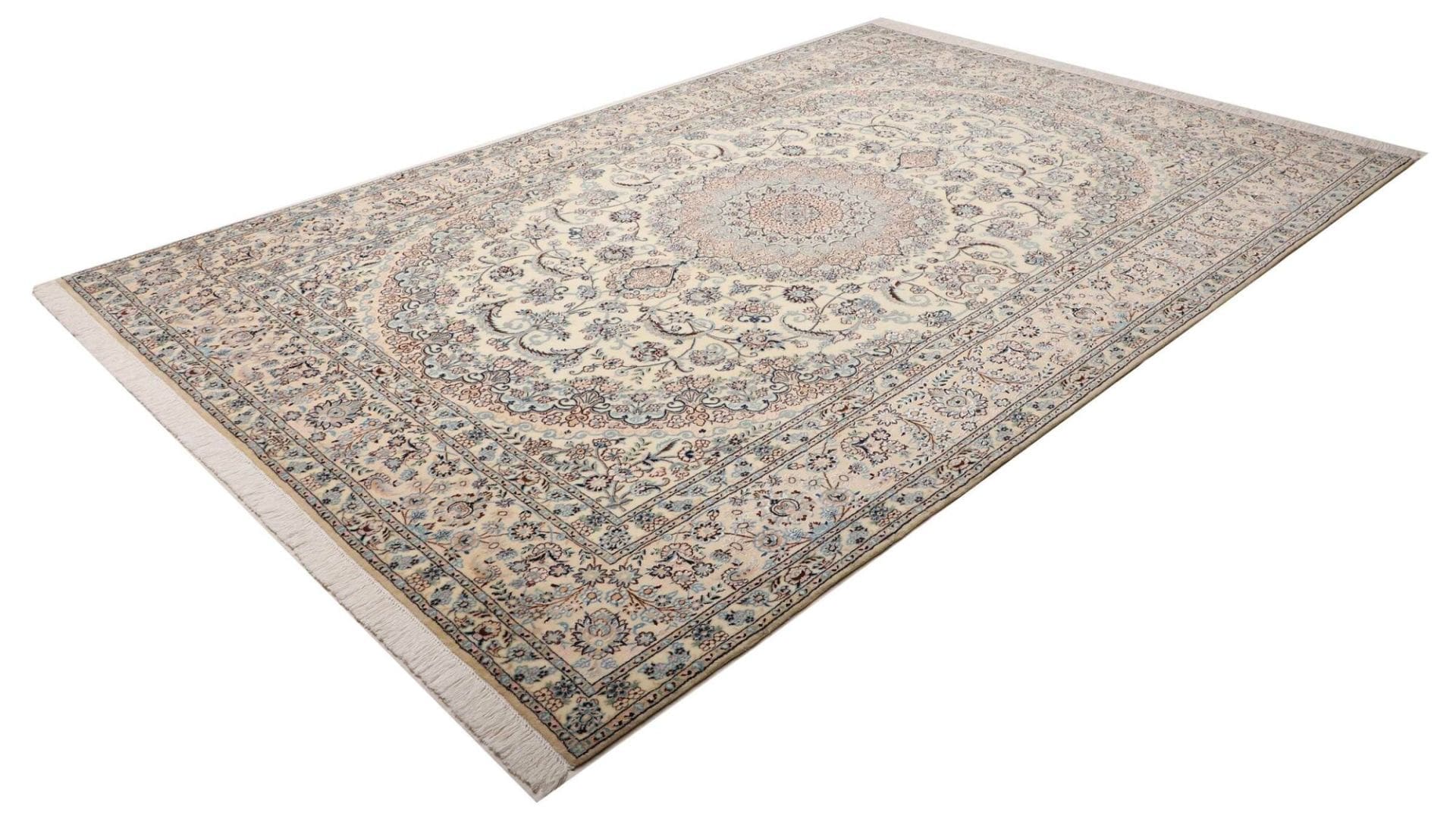 Nain Teppich 211 x 317cm, florale Muster, handgeknüpft, Perserteppich