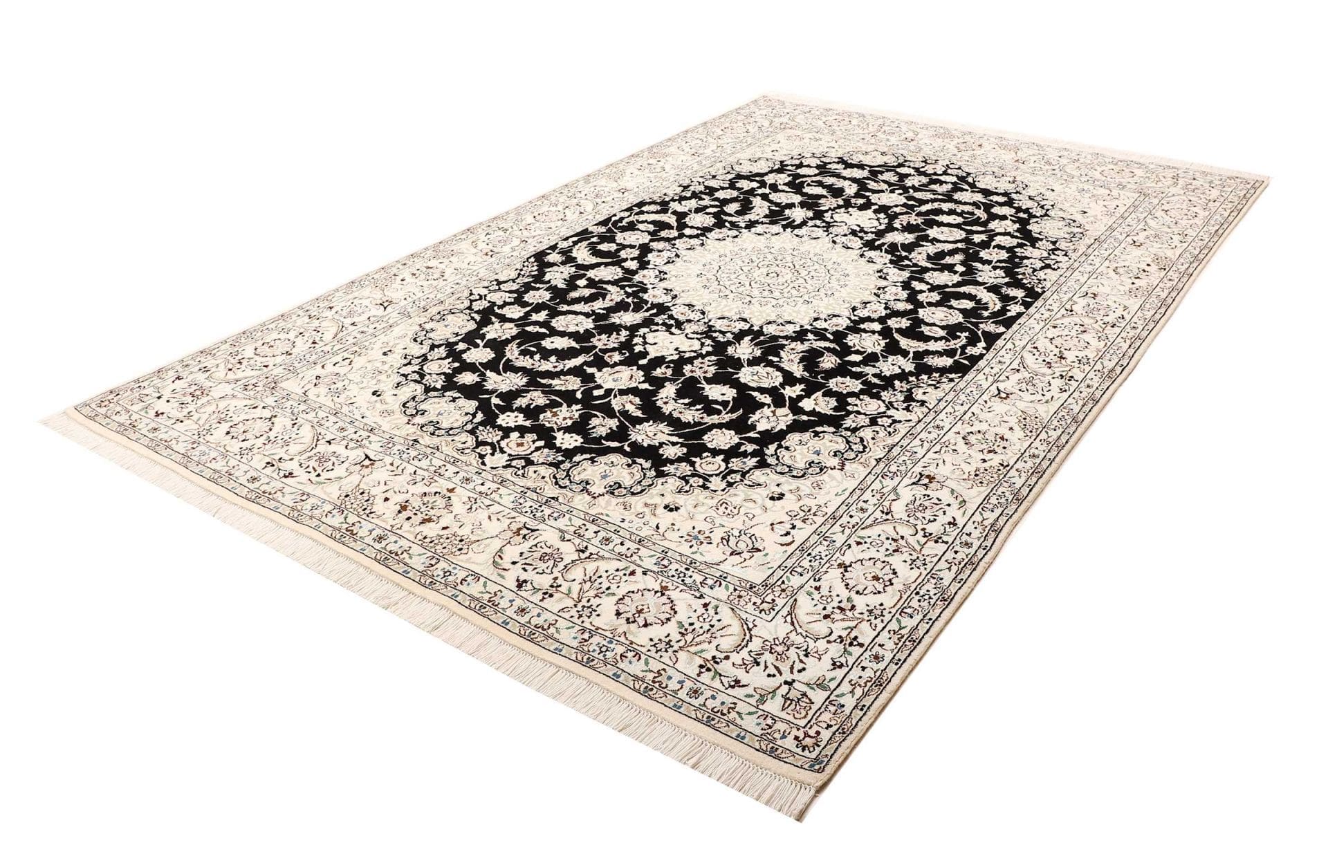 Nain Teppich 201 x 294cm, florales Muster, handgeknüpft, Perserteppich