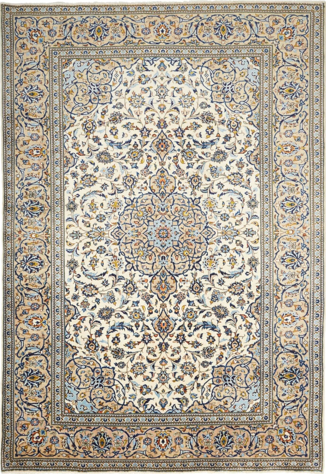 Kashan Teppich 203 x 287cm, florales Muster, Schurwolle, handgeknüpft, Perserteppich