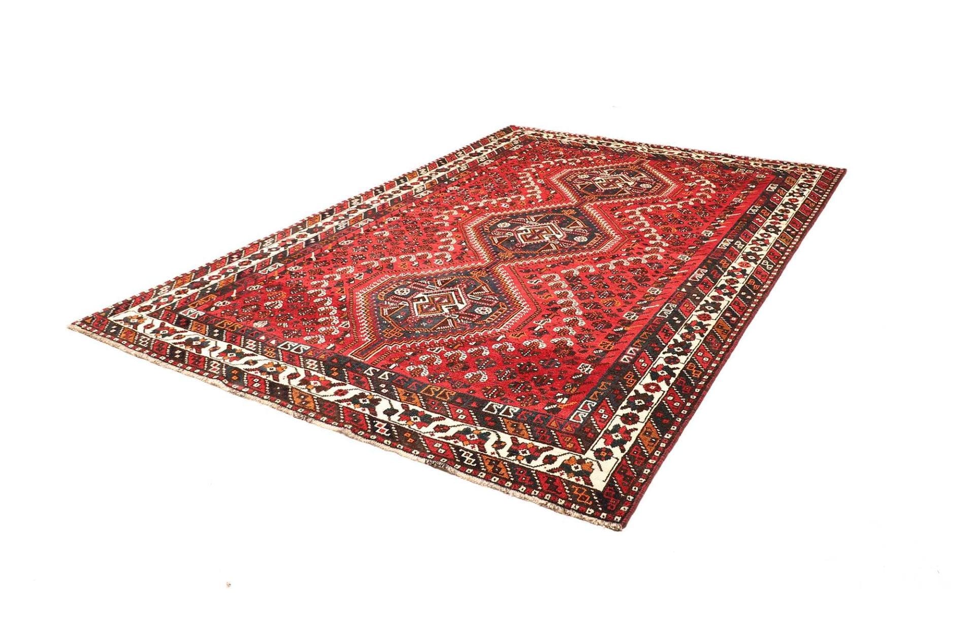 Shiraz Teppich 216 x 303cm, Wolle, geometrische Muster, handgeknüpft