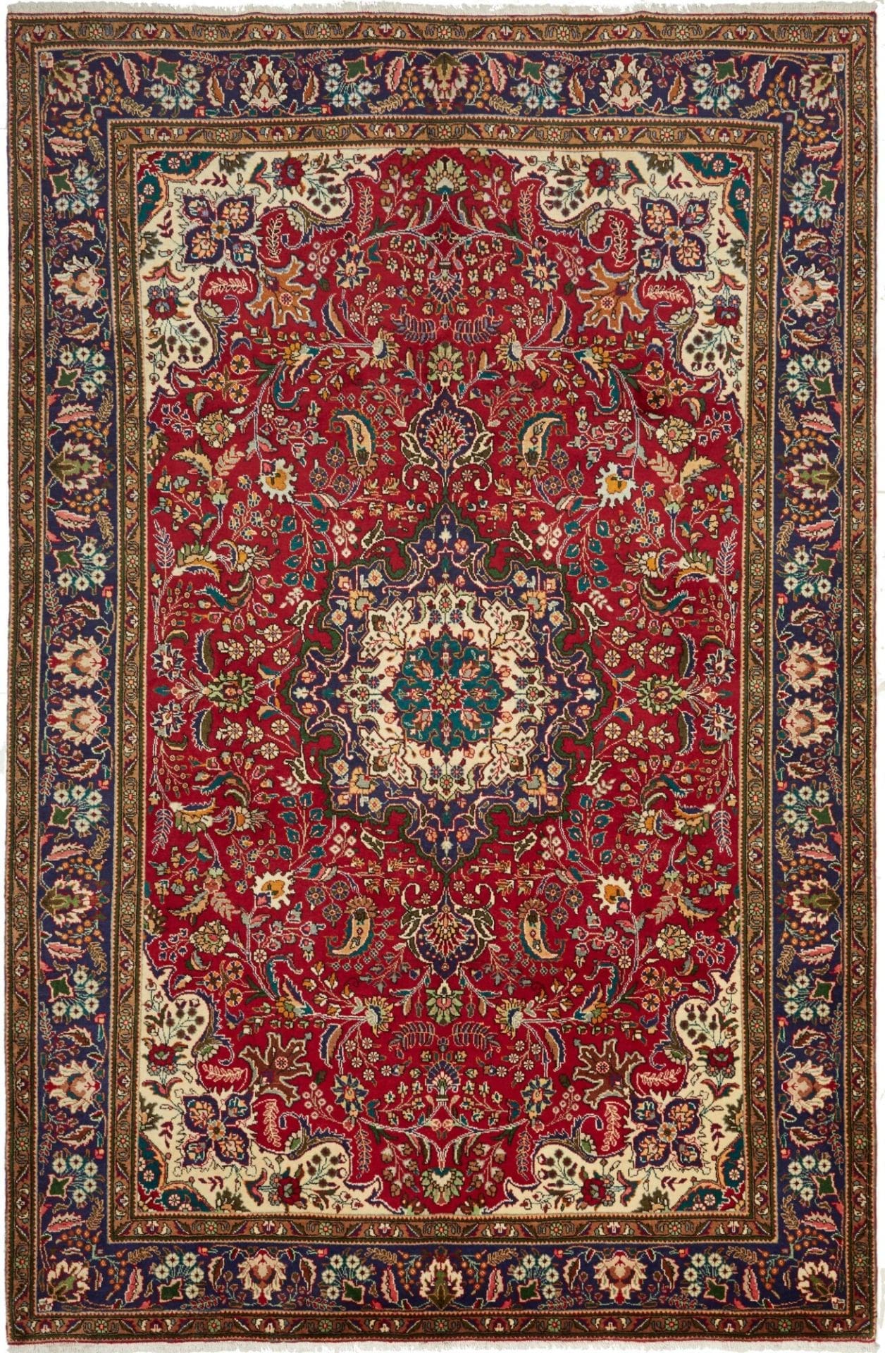 Täbriz Teppich 203 x 308cm, handgeknüpft, florales Design, Perserteppich