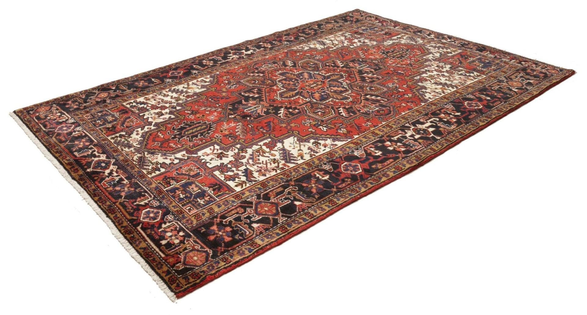 Heriz Teppich 209 x 305cm, geometrisches Muster, handgeknüpft