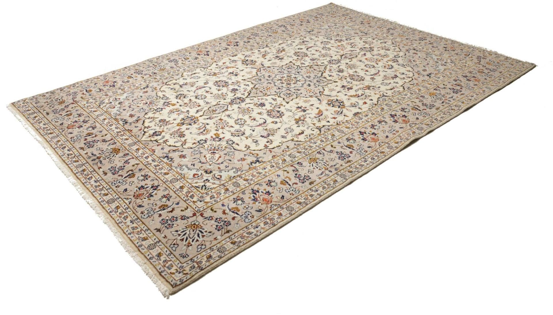 Kashan Teppich 199 x 292cm, florale Muster, handgeknüpft, Perserteppich