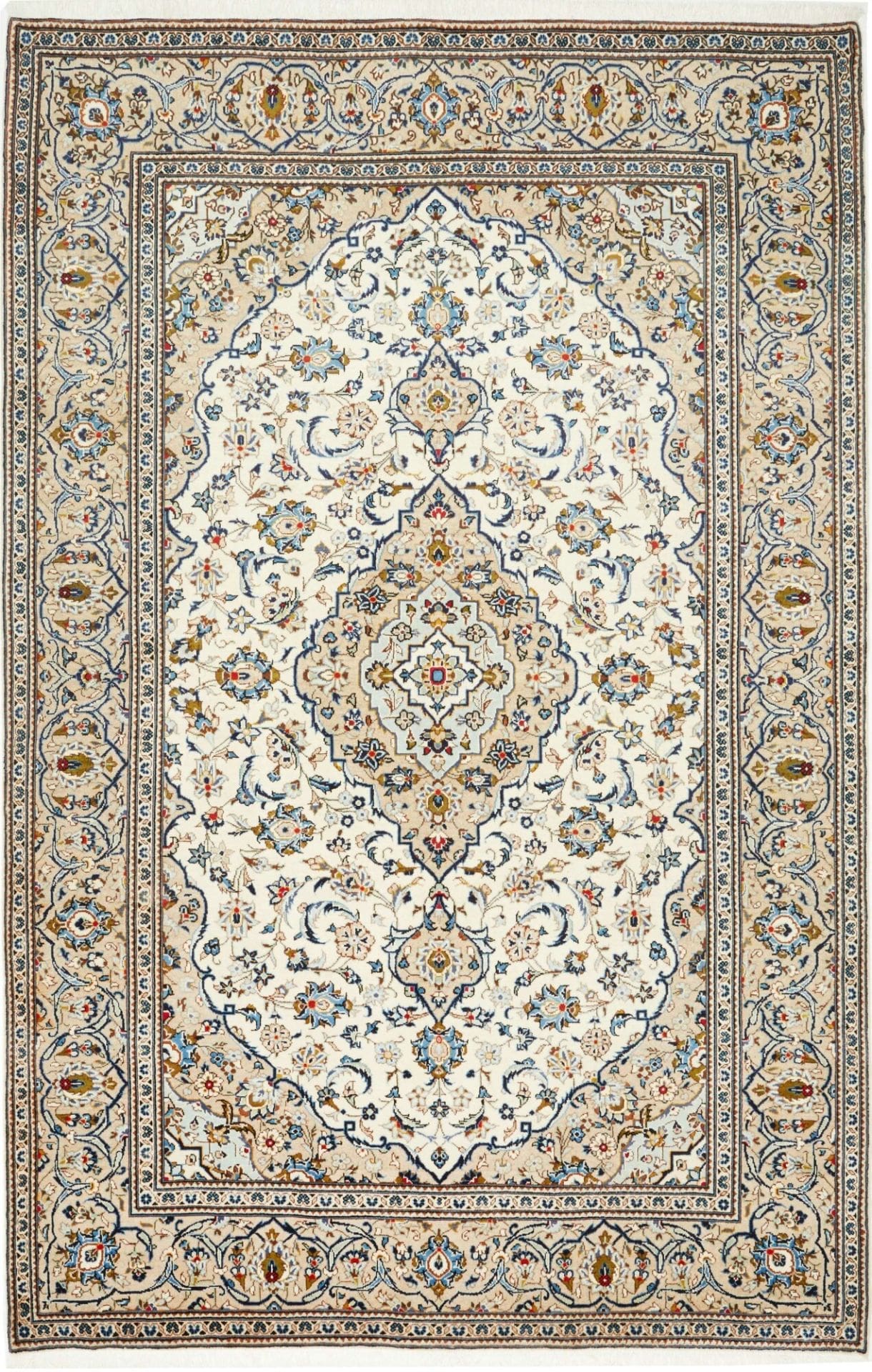 Kashan Teppich 203 x 305cm, florale Muster, handgeknüpft, Perserteppich
