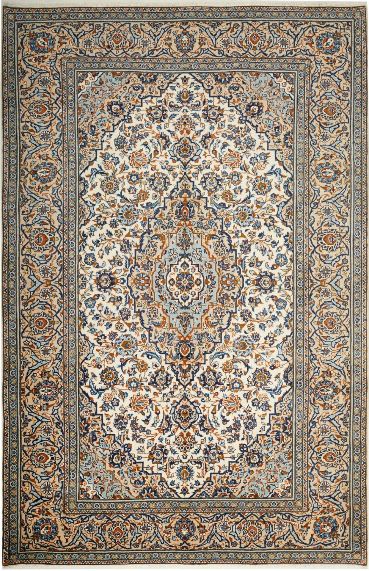 Kashan Teppich 203x304cm, handgeknüpft, Schurwolle, Perserteppich