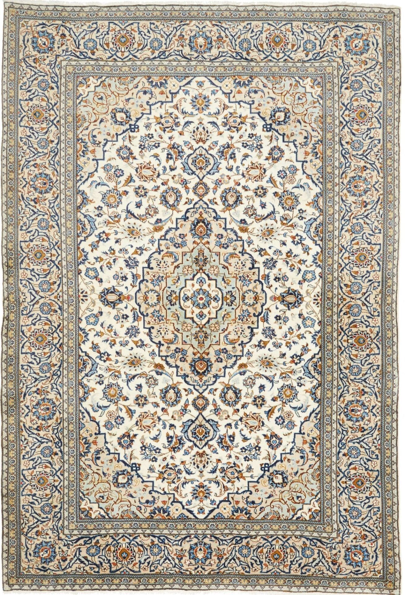 Kashan Teppich 201 x 290 cm – Exotisches Muster, handgeknüpft, Perserteppich