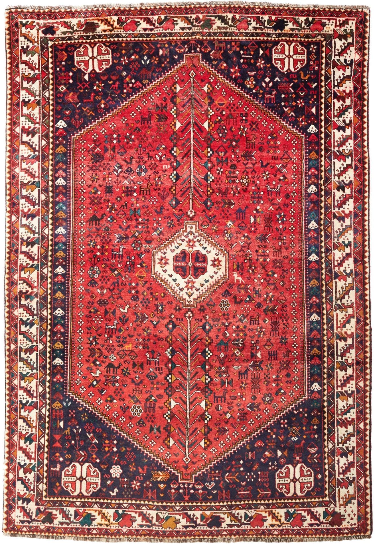 Shiraz Teppich 213 x 307cm, Wolle, geometrisches Muster, handgeknüpft
