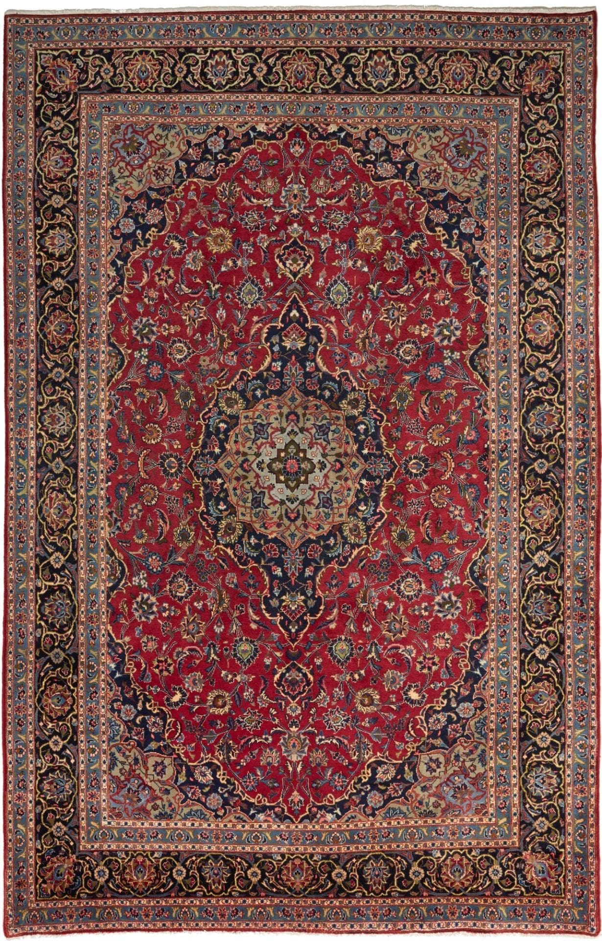 Kashan Teppich 198 x 300 cm, handgeknüpft, aus Schurwolle, Perserteppich