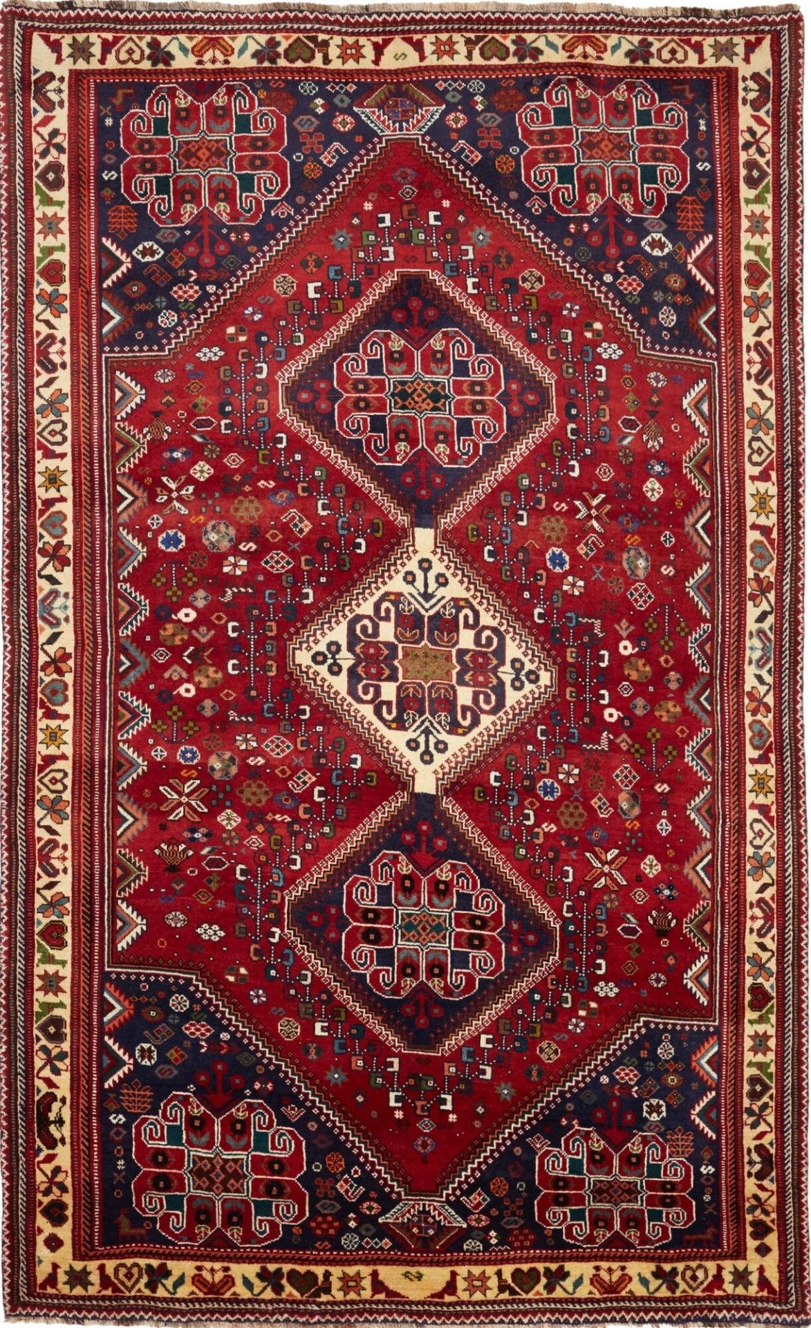 Shiraz Teppich 178 x 287cm, Wolle, geometrisches Muster, handgeknüpft