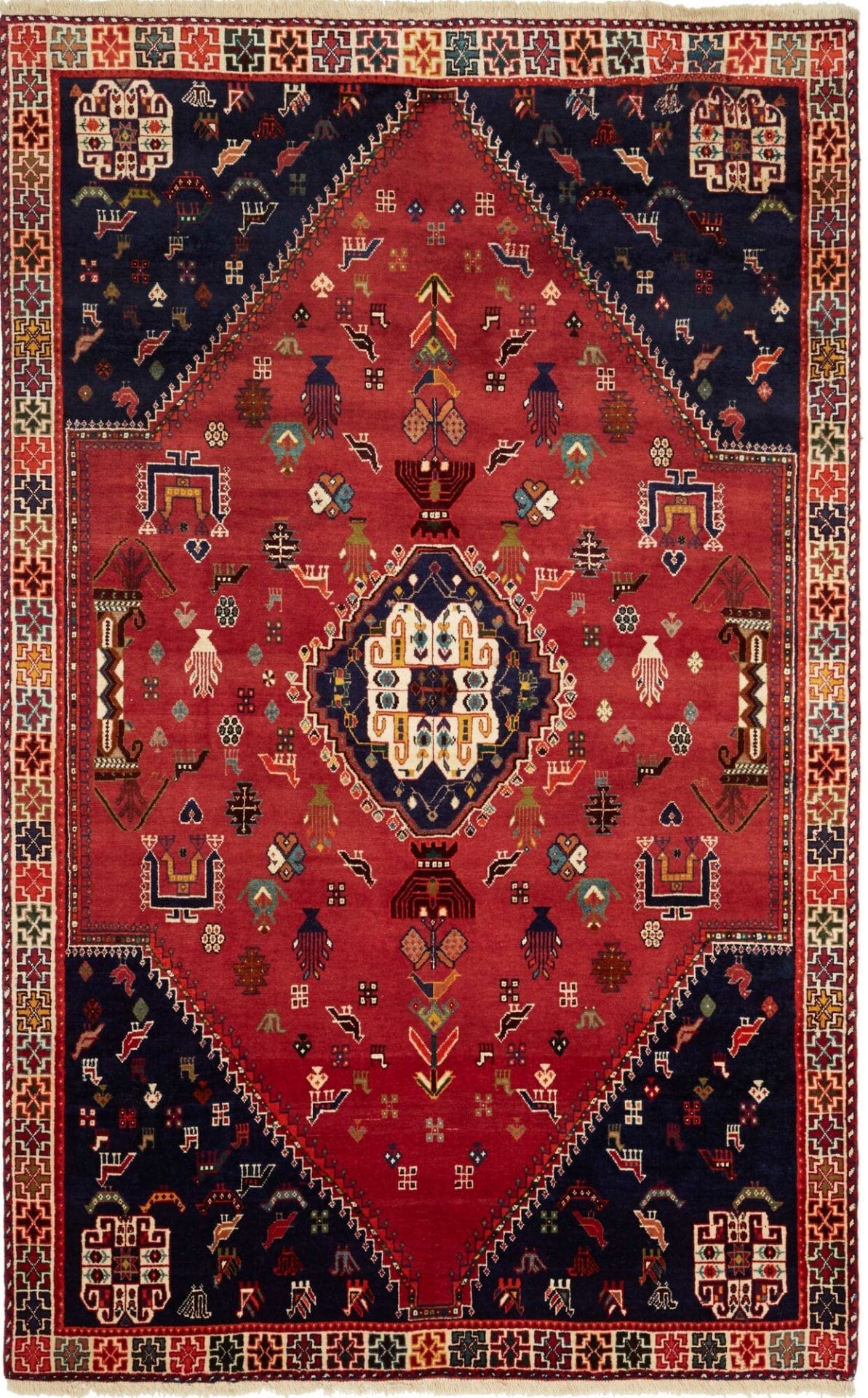 Shiraz Teppich 180 x 280cm, Wolle, geometrisches Muster, handgeknüpft