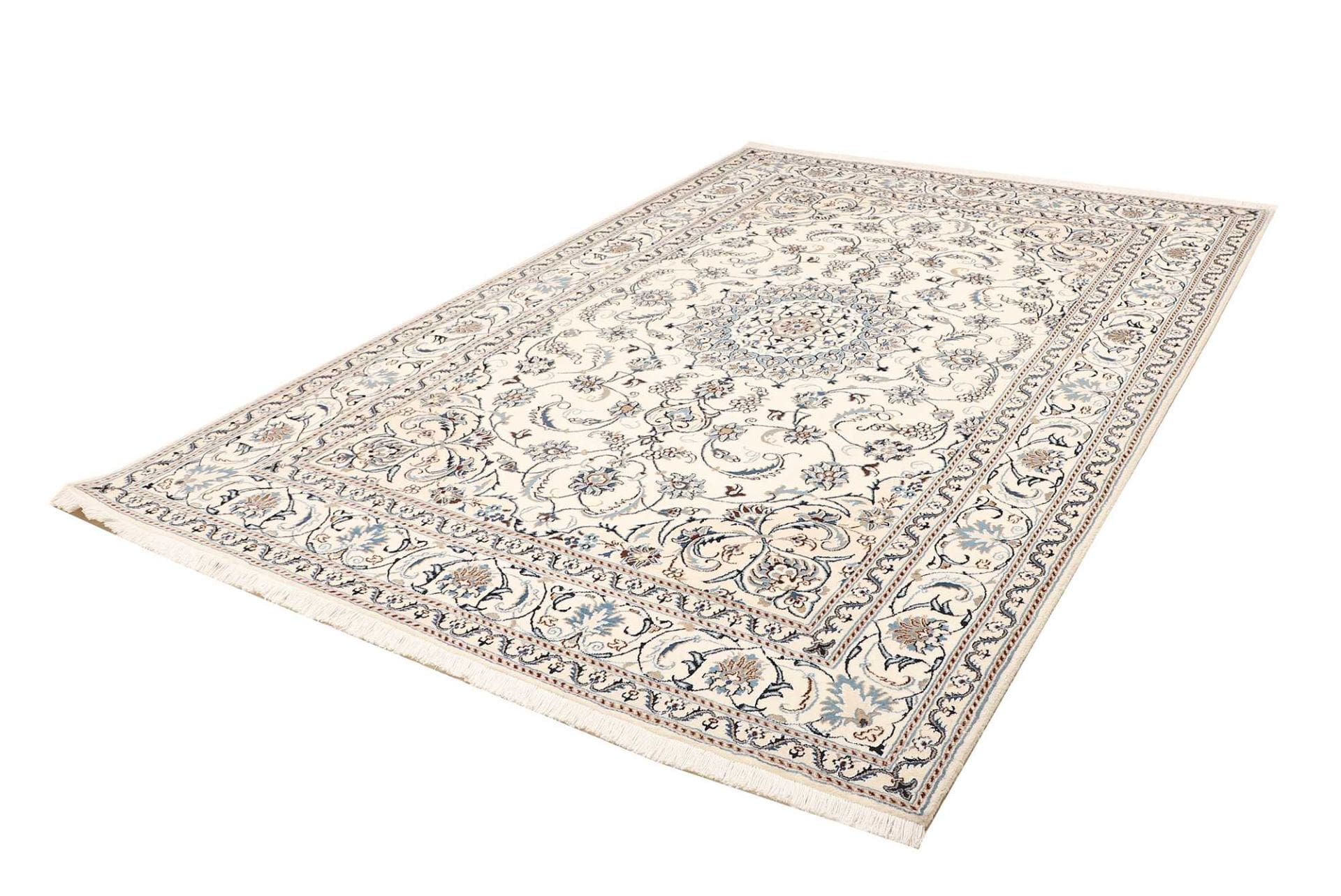 Nain Teppich 207 x 303cm, florales Muster, handgeknüpft, Perserteppich