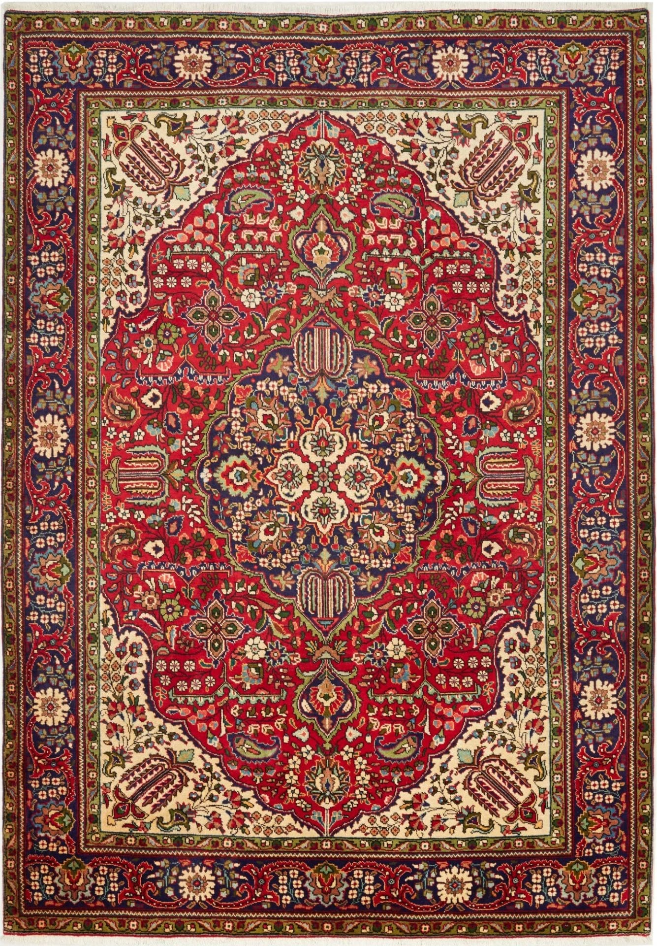 Täbriz Teppich 211 x 297cm, handgeknüpft, Schurwolle, Mahi-Muster