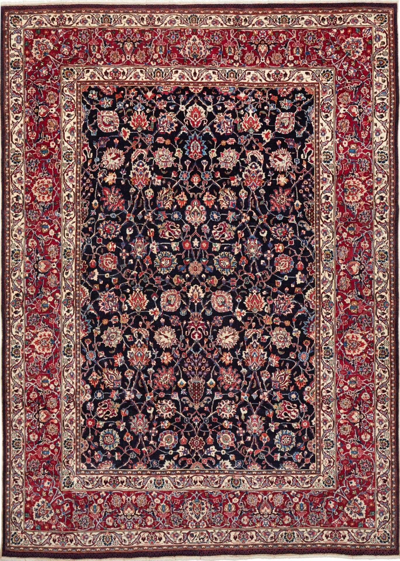 Orientteppich Mashad 197 x 277 cm, florales Muster, handgeknüpft