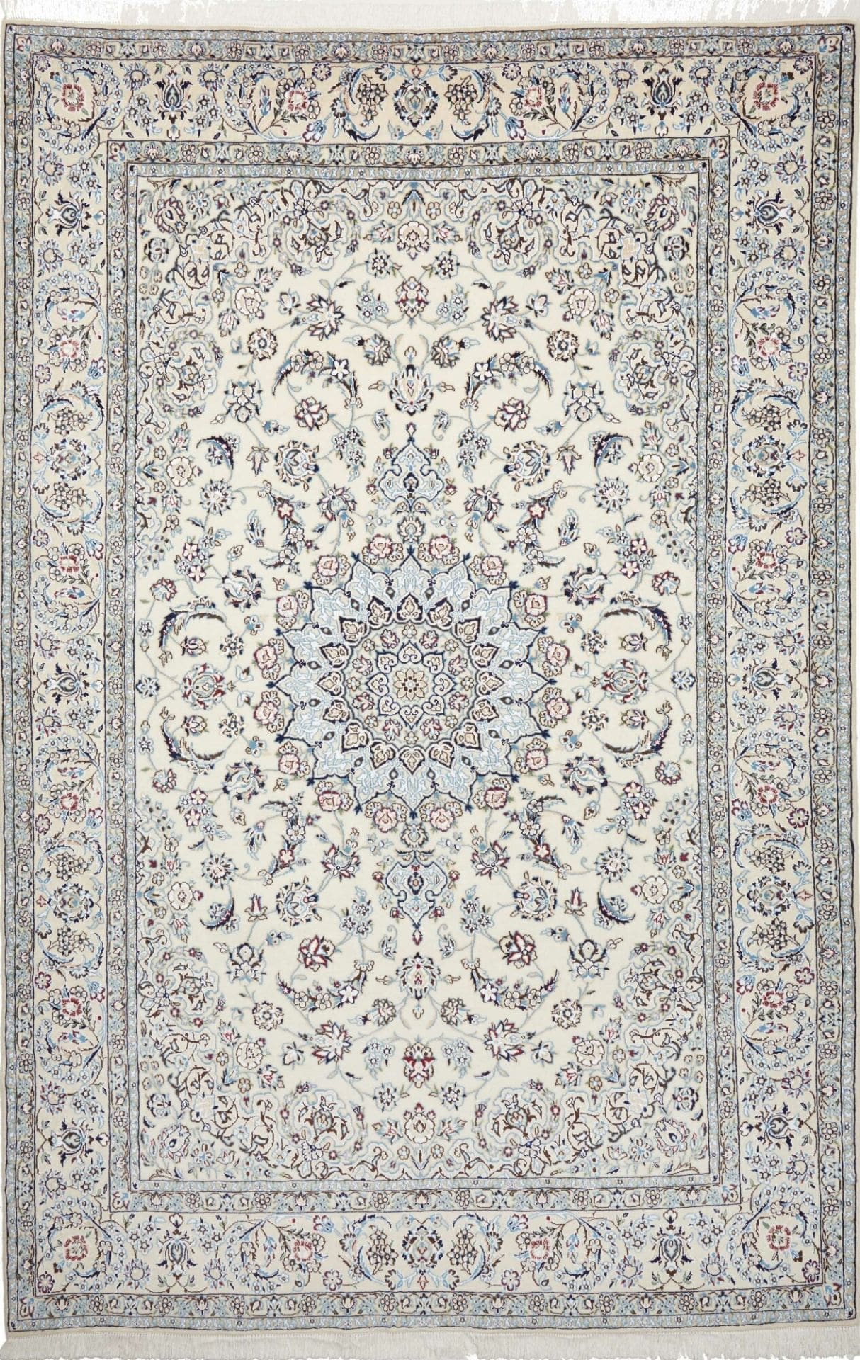 Nain Teppich 203 x 310cm, florales Muster, handgeknüpft, Perserteppich