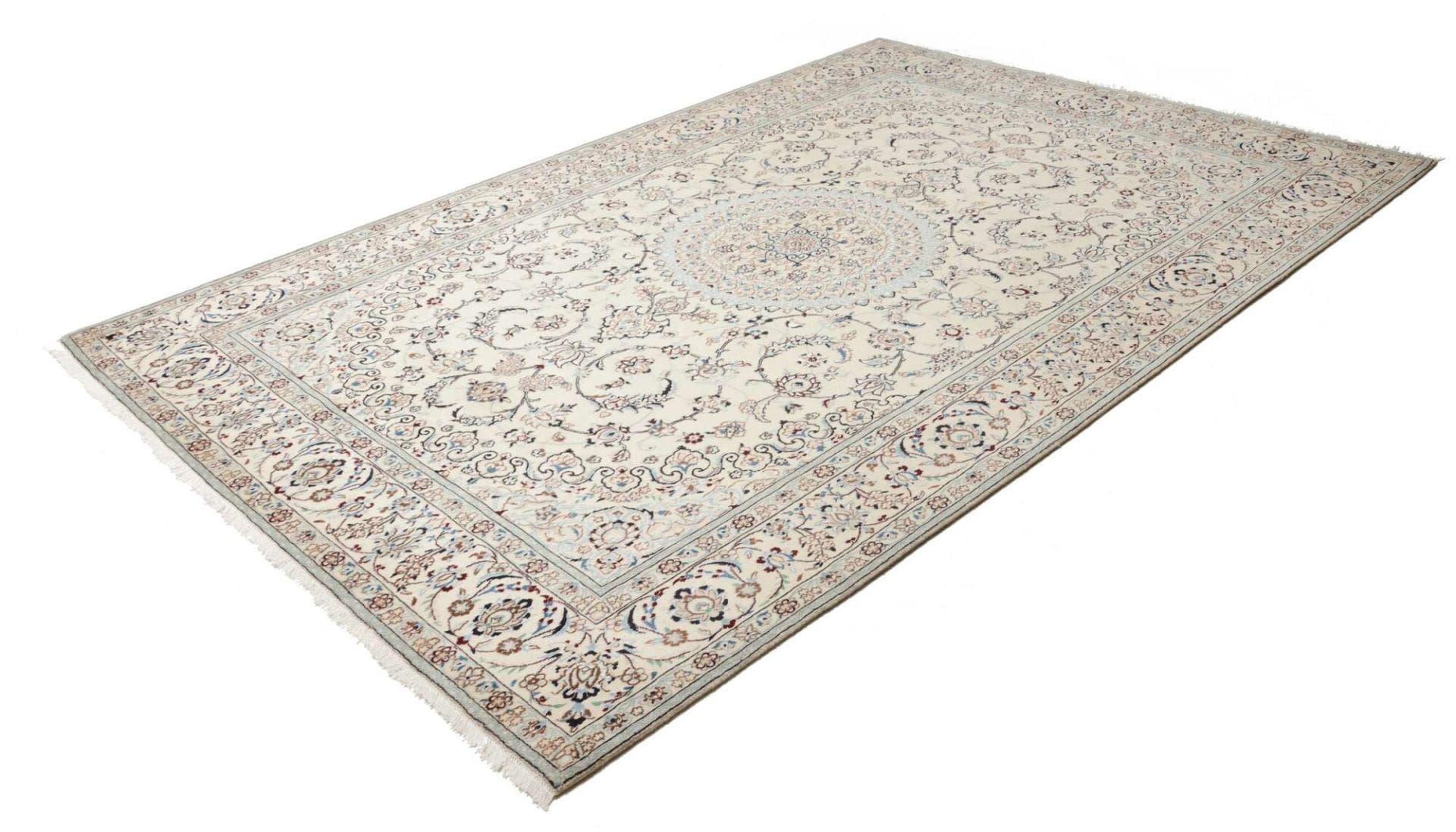 Nain Teppich 207 x 298 cm, florale Motive, handgeknüpft, Perserteppich