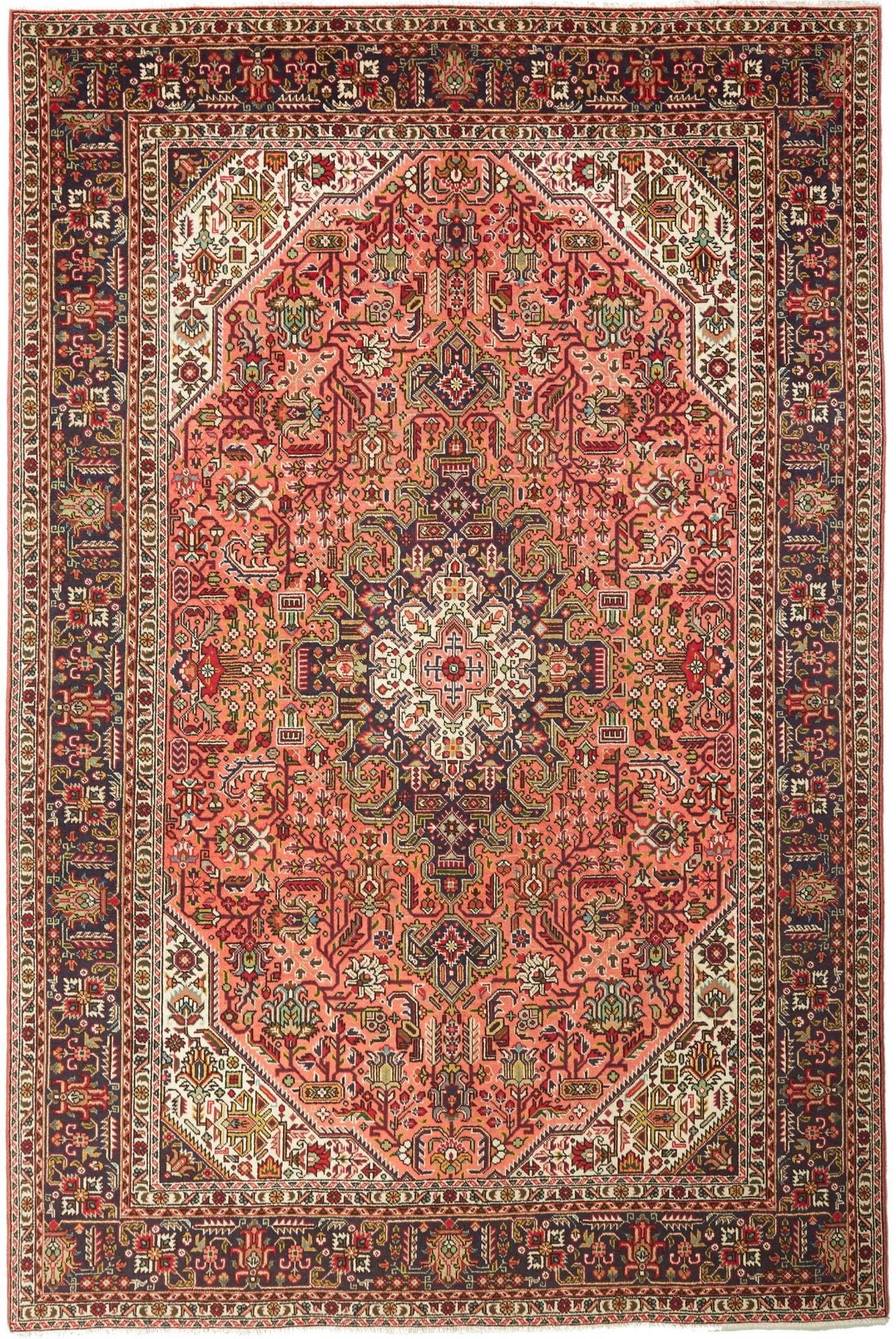 Täbriz Teppich 201 x 300 cm, handgeknüpft, Schurwolle, florales Muster
