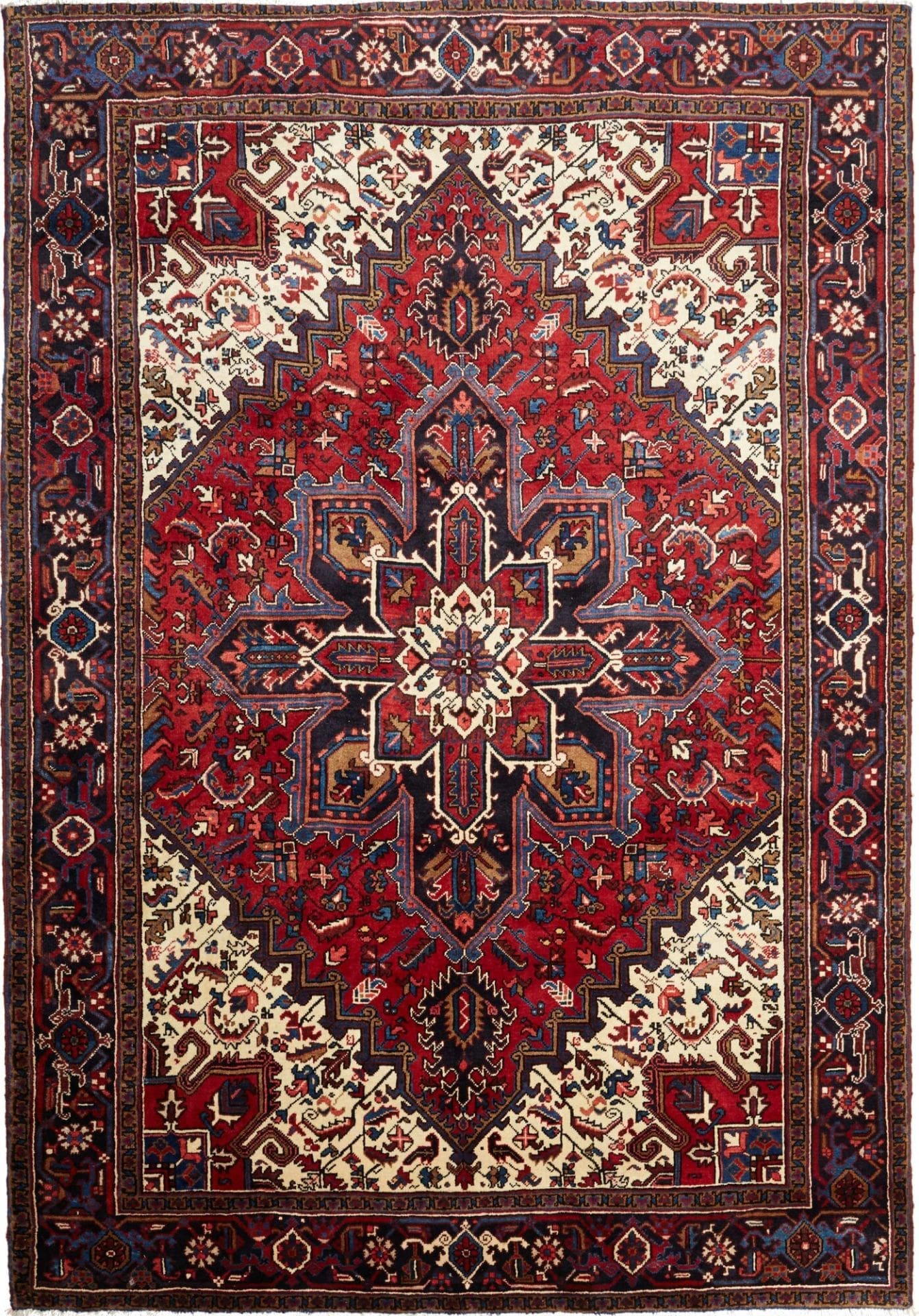 Heriz Teppich 215 x 300cm, rustikale Geometrie, handgeknüpft
