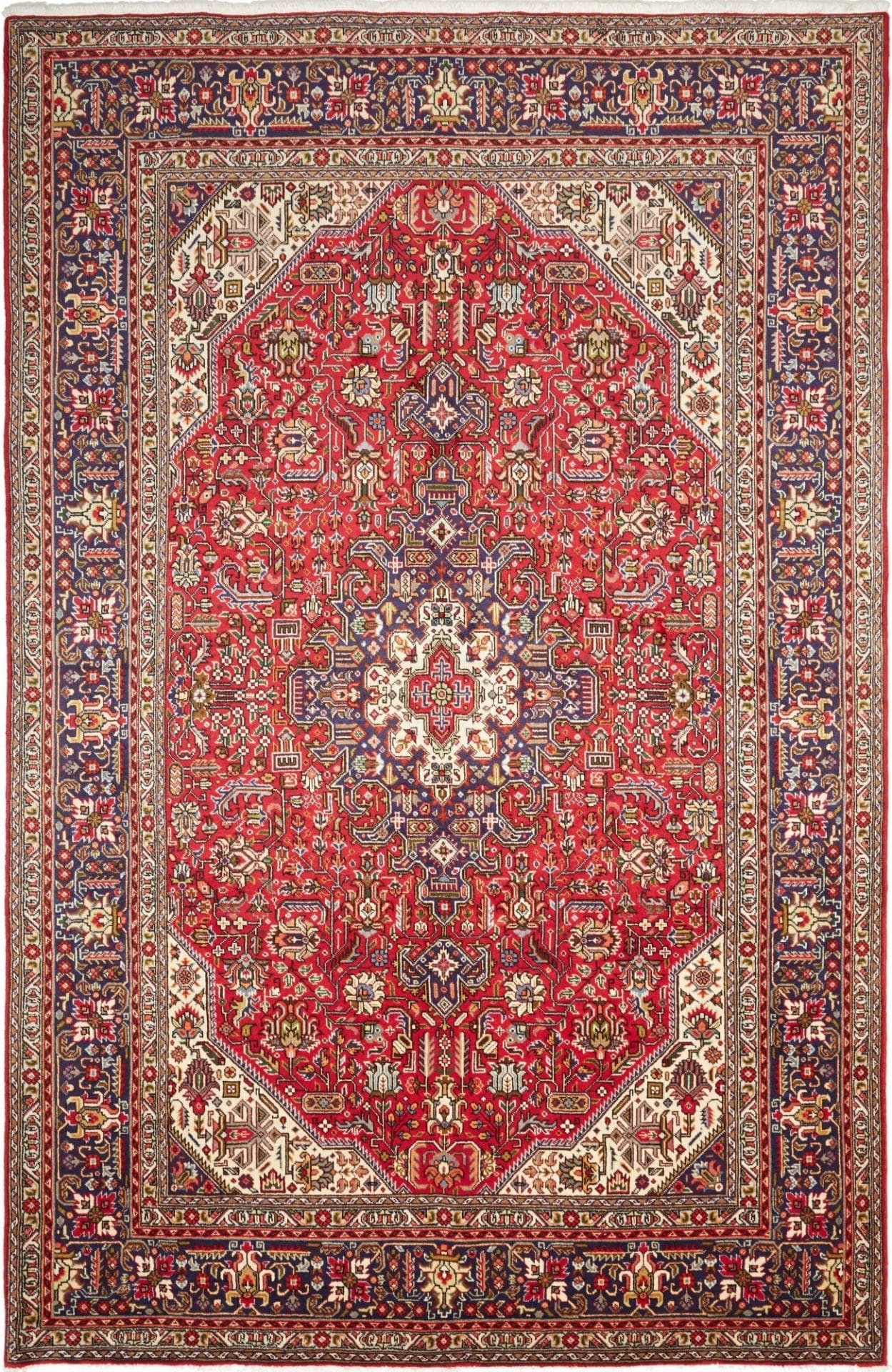 Täbriz Teppich 201 x 293 cm, handgeknüpft, Schurwolle, Mahi-Muster