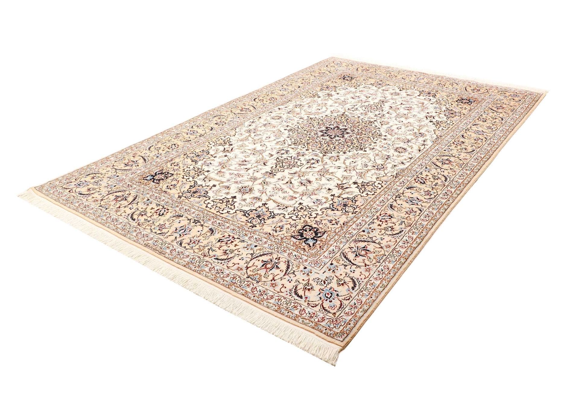 Nain Teppich 204x298cm, florales Muster, handgeknüpft, Perserteppich