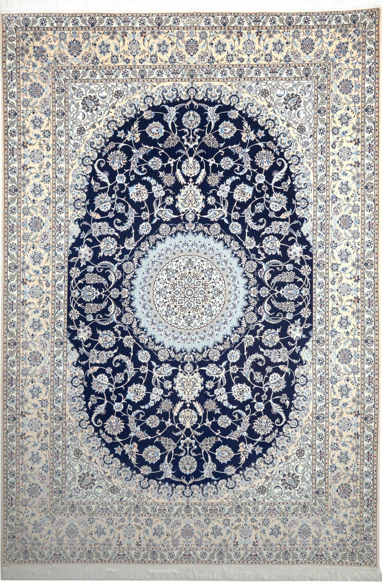 Nain Teppich 216 x 305cm, handgeknüpft, florale Muster, Perserteppich