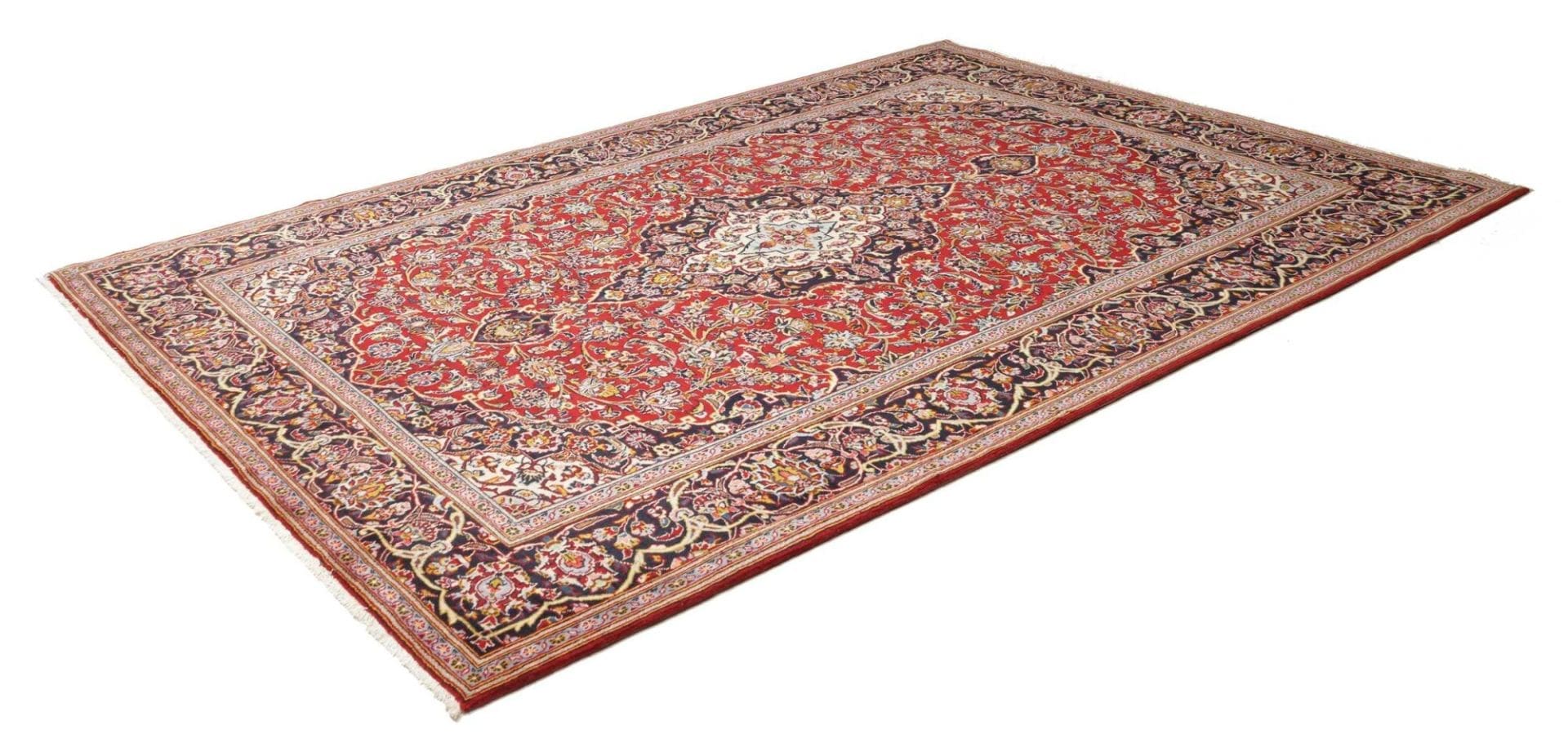 Kashan Teppich 218 x 308 cm, florale Muster, handgeknüpft, Perserteppich
