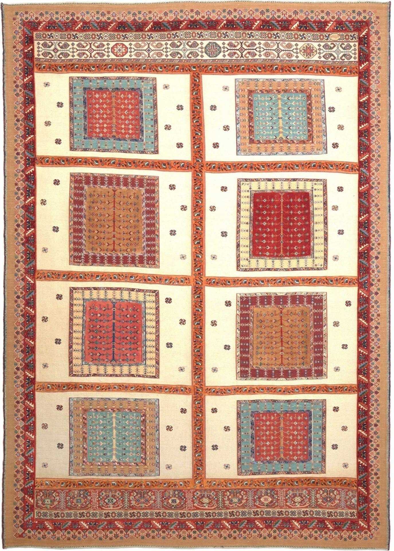 Orientteppich 200 x 283cm, florale Muster, Schurwolle, handgeknüpft