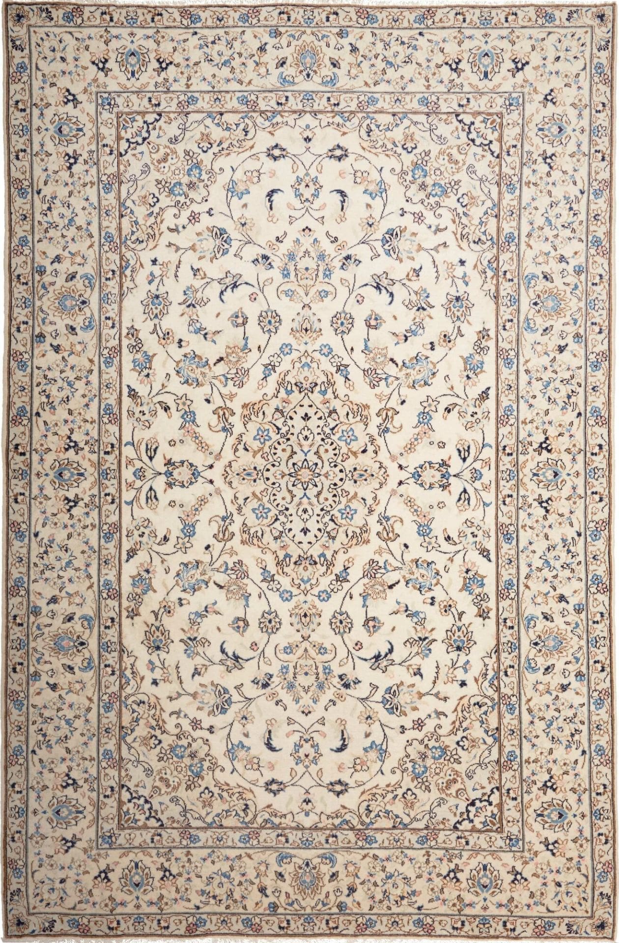 Kashan Teppich 193 x 296cm, florale Muster, handgeknüpft, Perserteppich