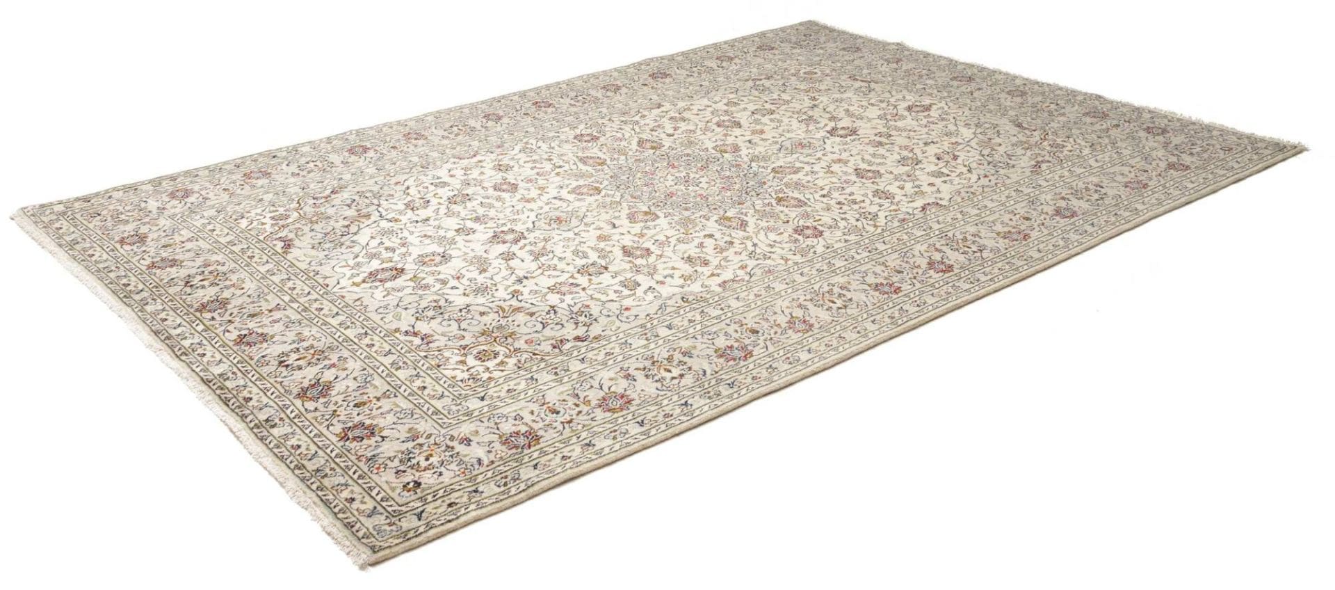 Kashan Teppich 205 x 303cm, Schurwolle, florale Muster, handgeknüpft