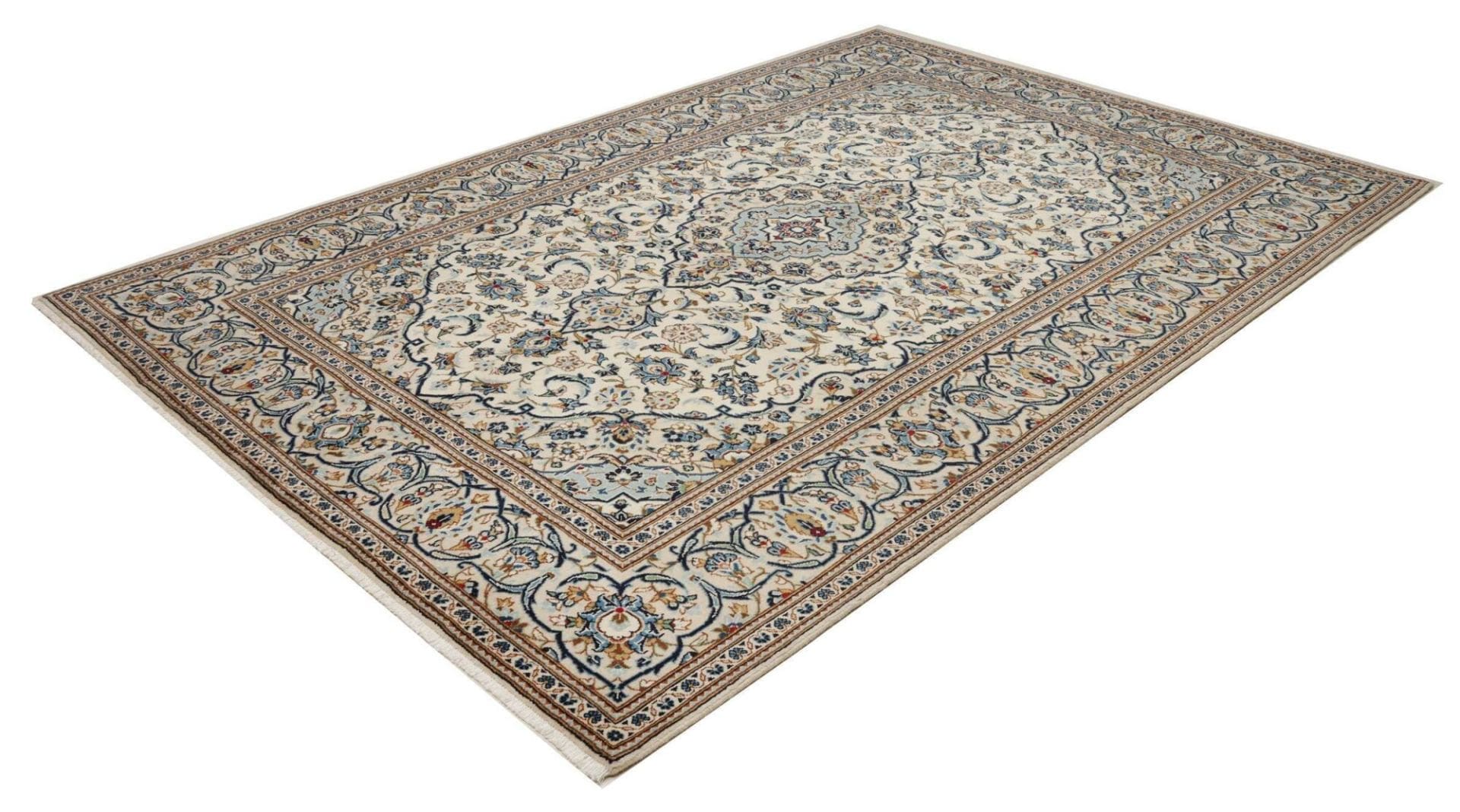 Kashan Teppich 203 x 304 cm, florale Muster, handgeknüpft, Perserteppich