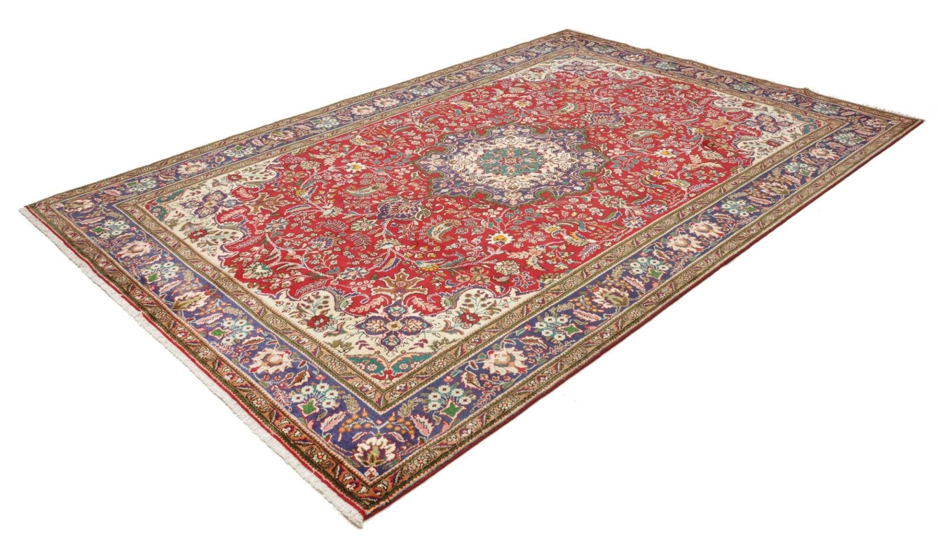 Täbriz Teppich 203 x 308cm, handgeknüpft, florales Design, Perserteppich
