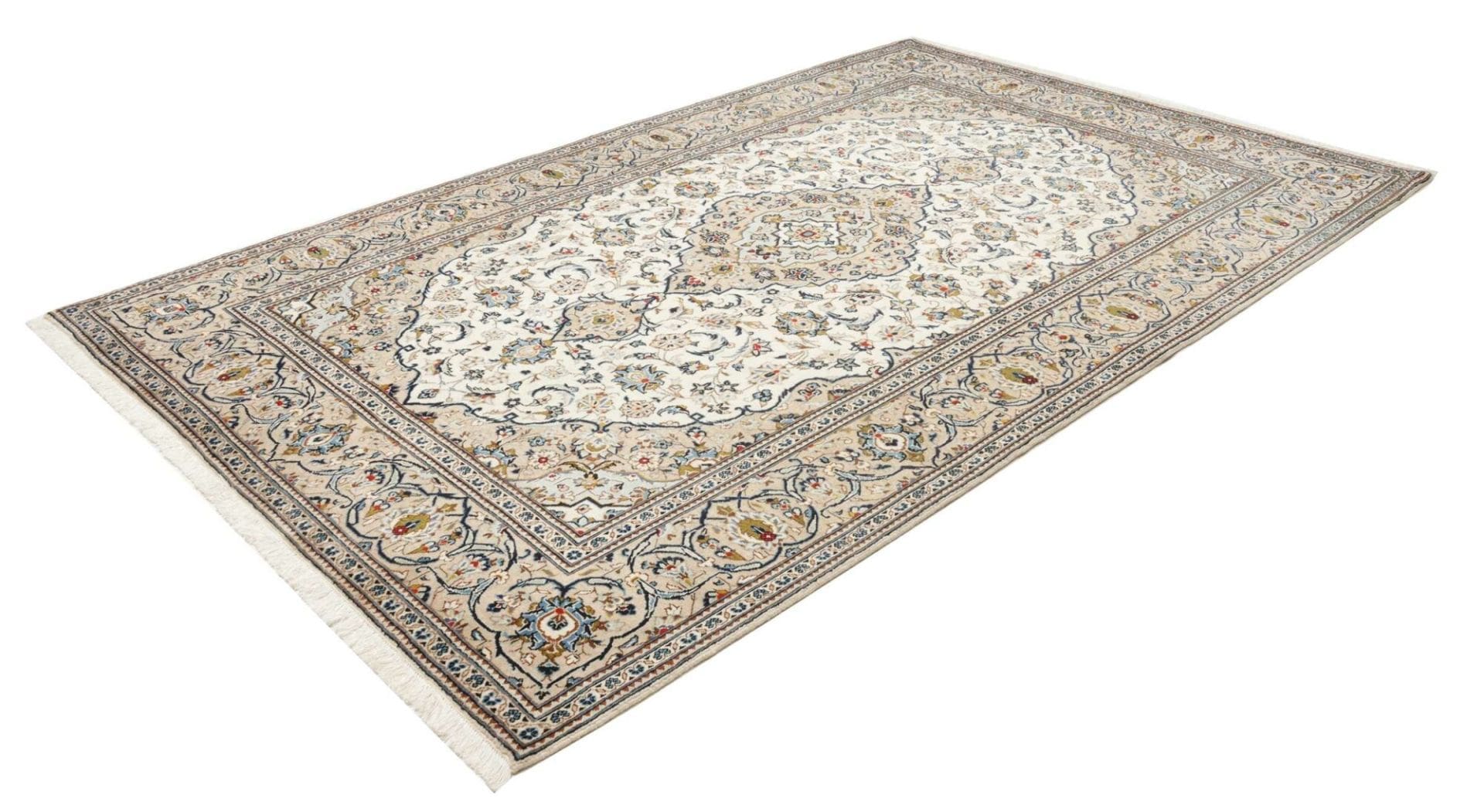 Kashan Teppich 203 x 305cm, florale Muster, handgeknüpft, Perserteppich