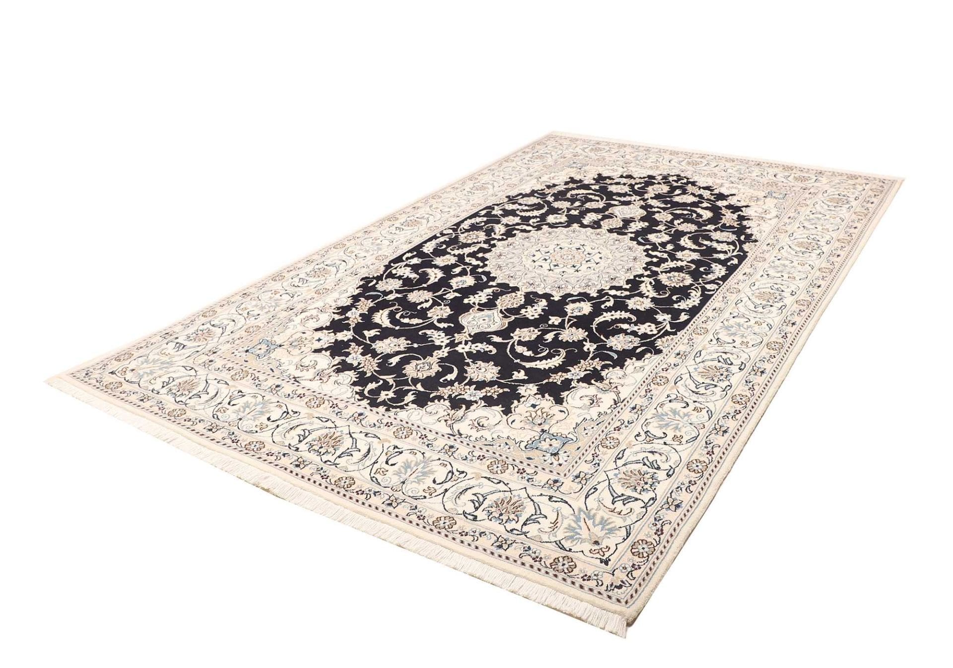 Nain Teppich 199 x 303 cm, florales Design, Schurwolle, handgeknüpft