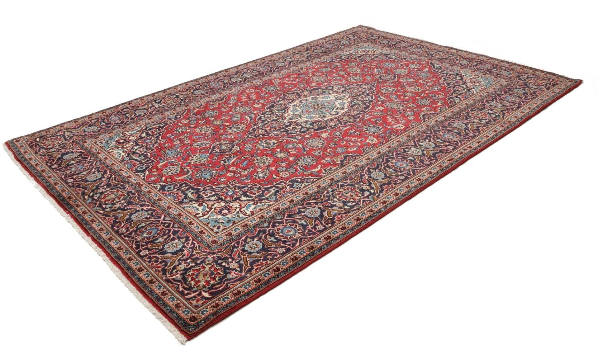 Kashan Teppich 203x312cm, florale Muster, Schurwolle, handgeknüpft