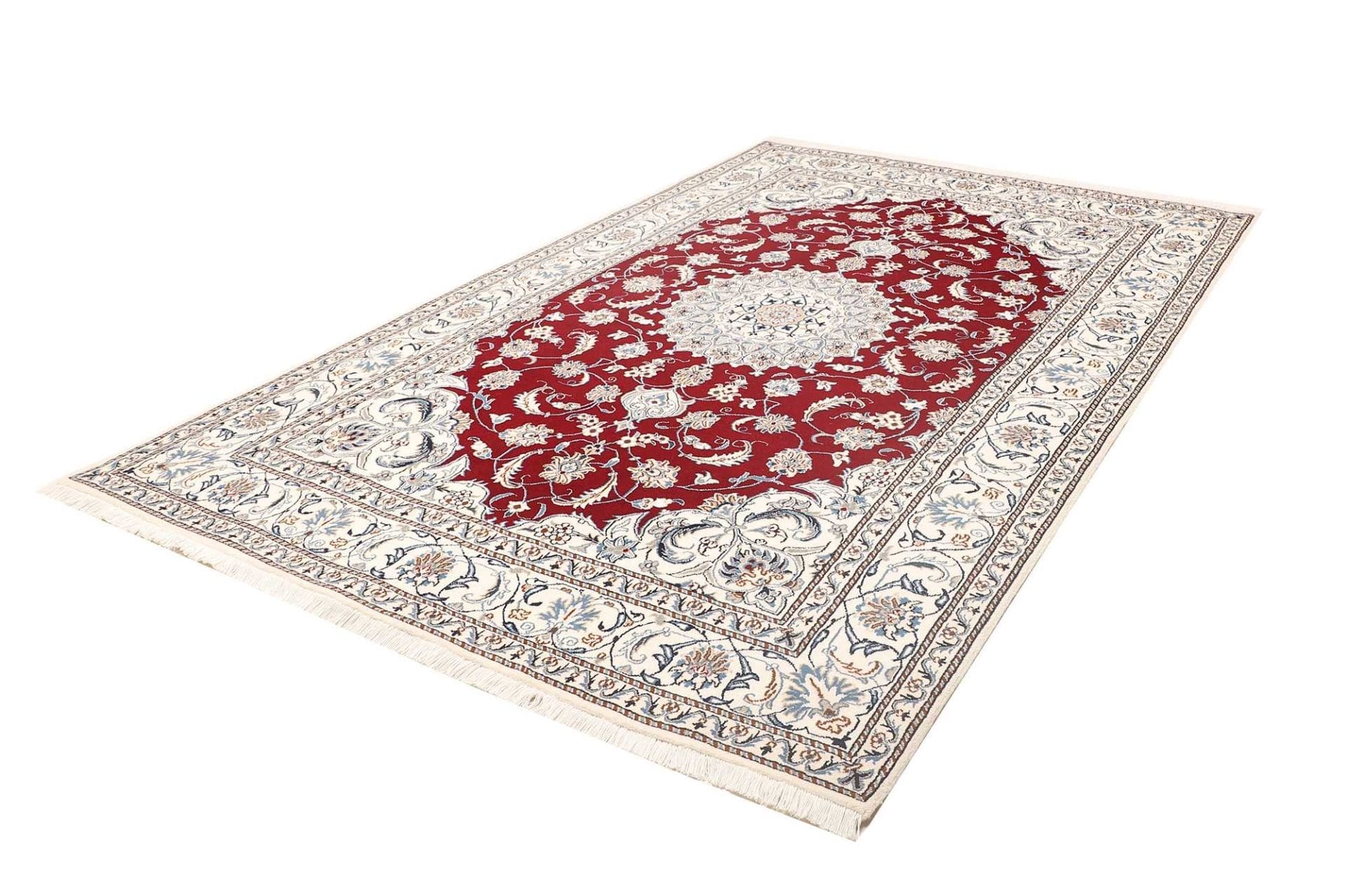 Nain Teppich 199 x 290cm, florales Design, handgeknüpft, Perserteppich
