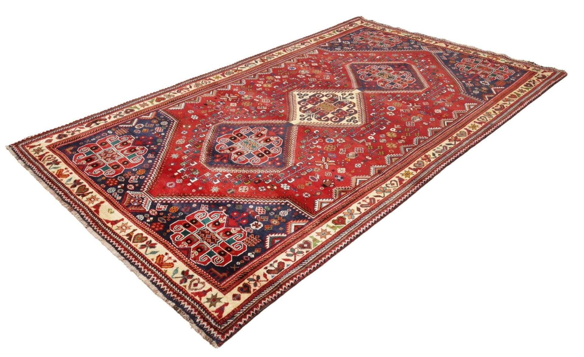 Shiraz Teppich 178 x 287cm, Wolle, geometrisches Muster, handgeknüpft