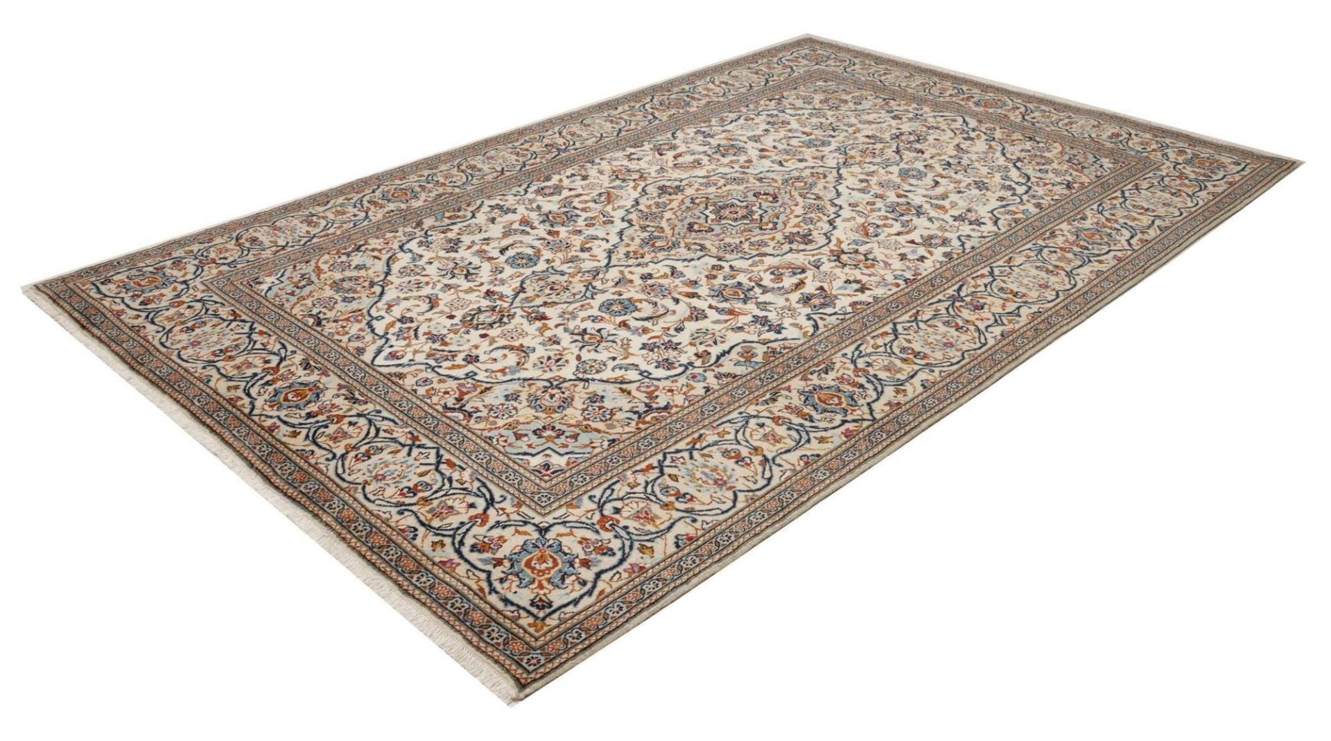 Kashan Teppich 203 x 306 cm | Schurwolle, florale Muster | handgeknüpft Perserteppich