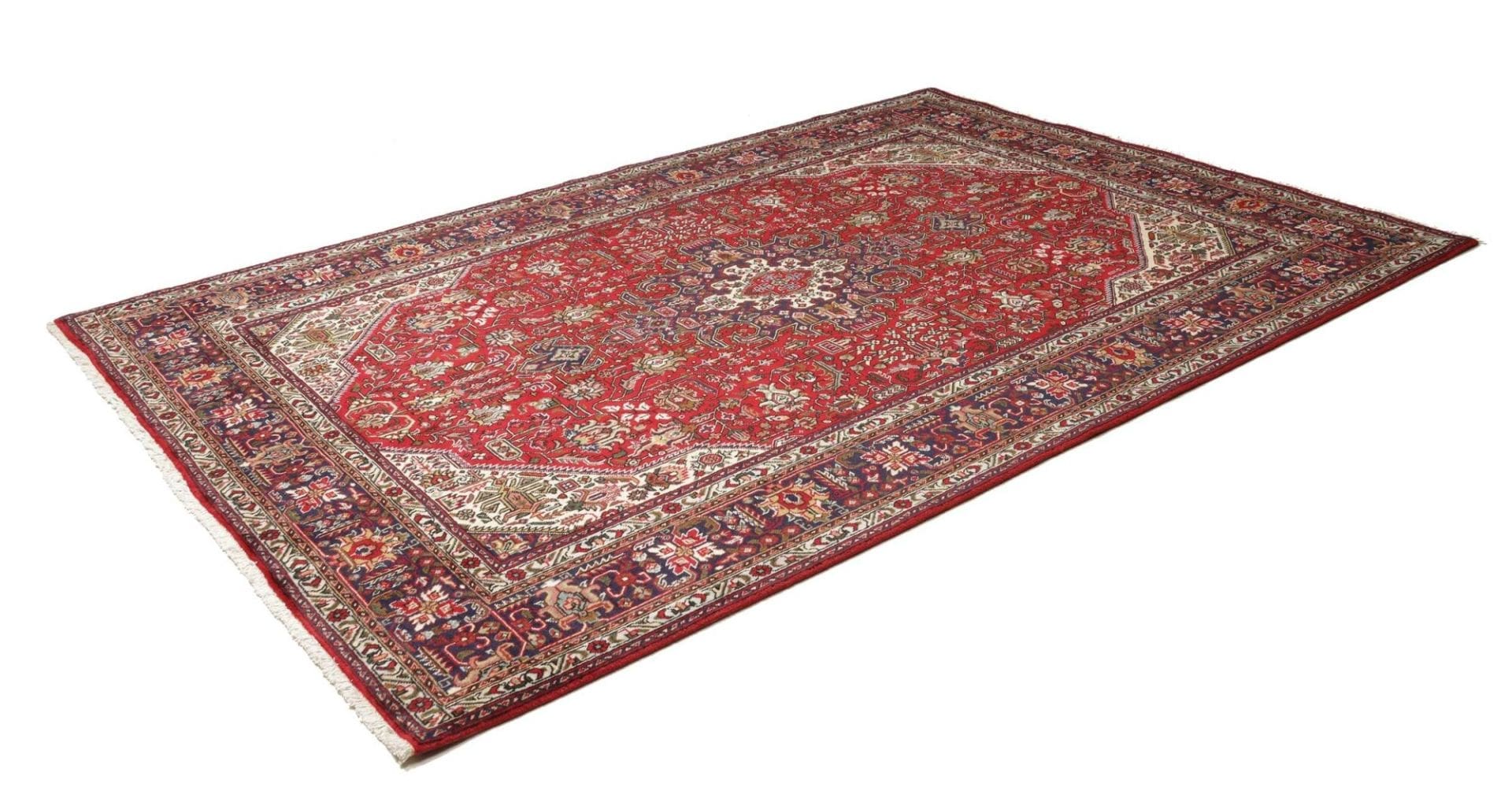 Täbriz Teppich 206 x 304cm, florale Muster, handgeknüpft, Perserteppich