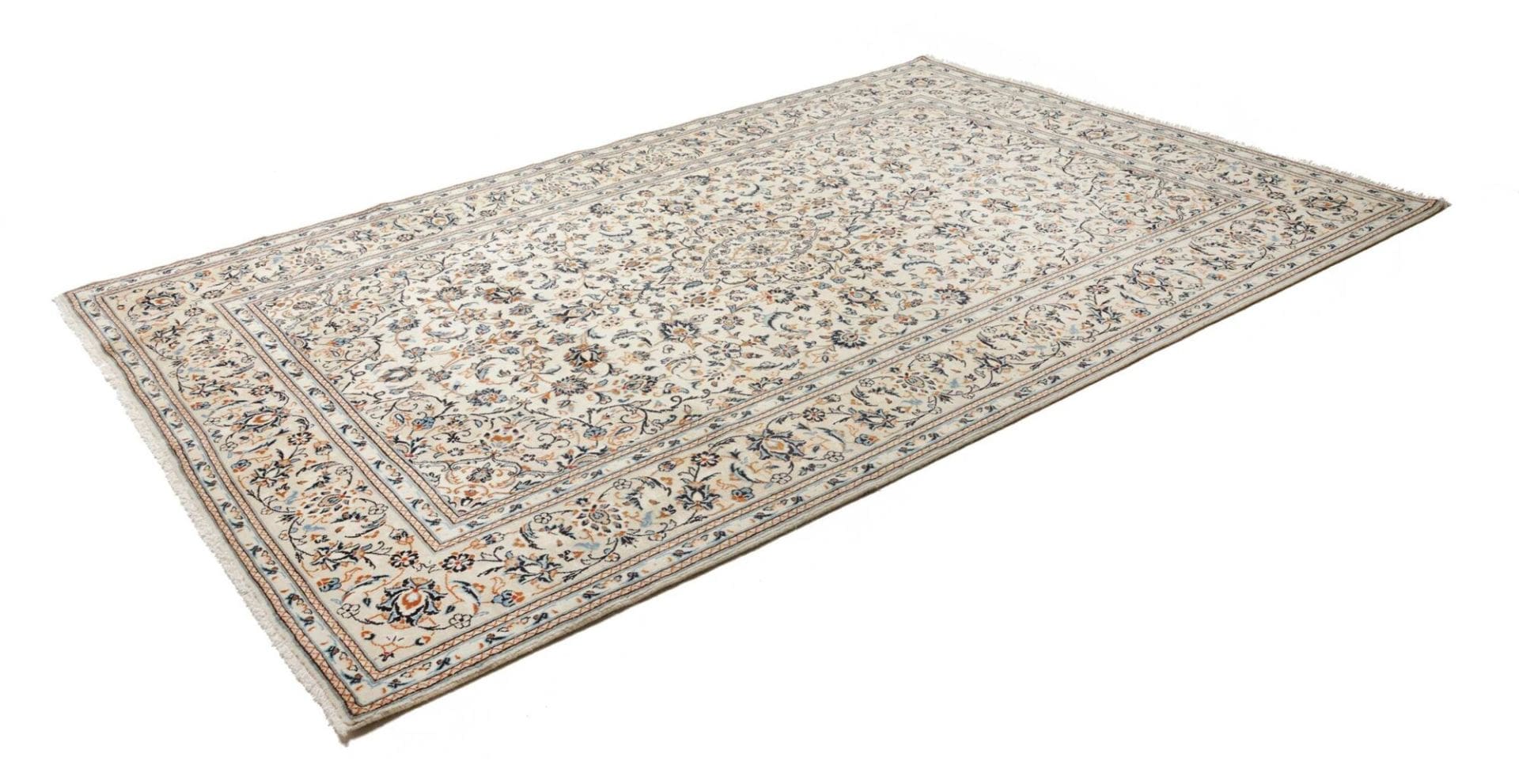 Kashan Teppich 207 x 304 cm, florale Muster, handgeknüpft, Perserteppich