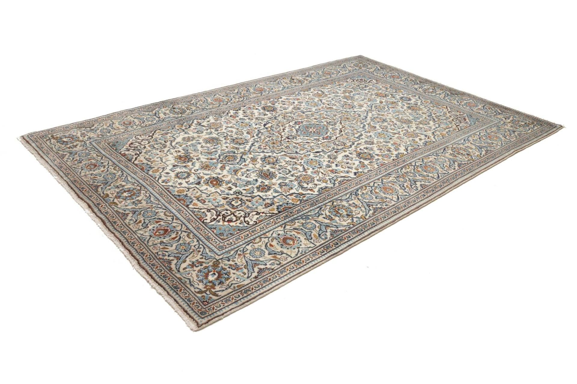 Kashan Teppich 200 x 305cm, florale Muster, handgeknüpft, Perserteppich