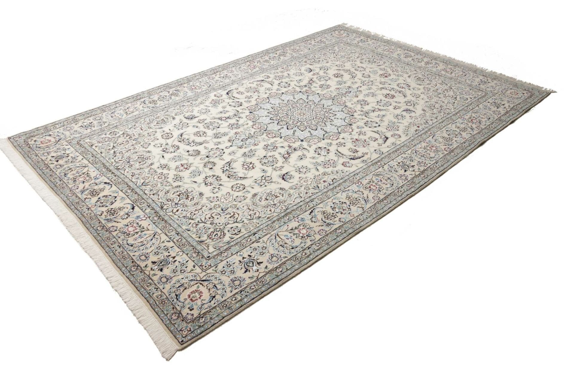 Nain Teppich 203 x 310cm, florales Muster, handgeknüpft, Perserteppich
