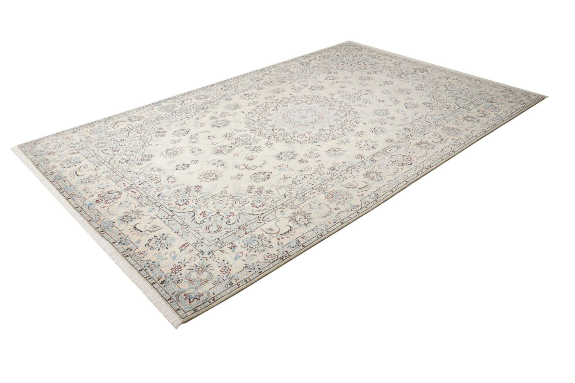 Exklusiver Nain Teppich 196 x 312cm, florale Muster, handgeknüpft